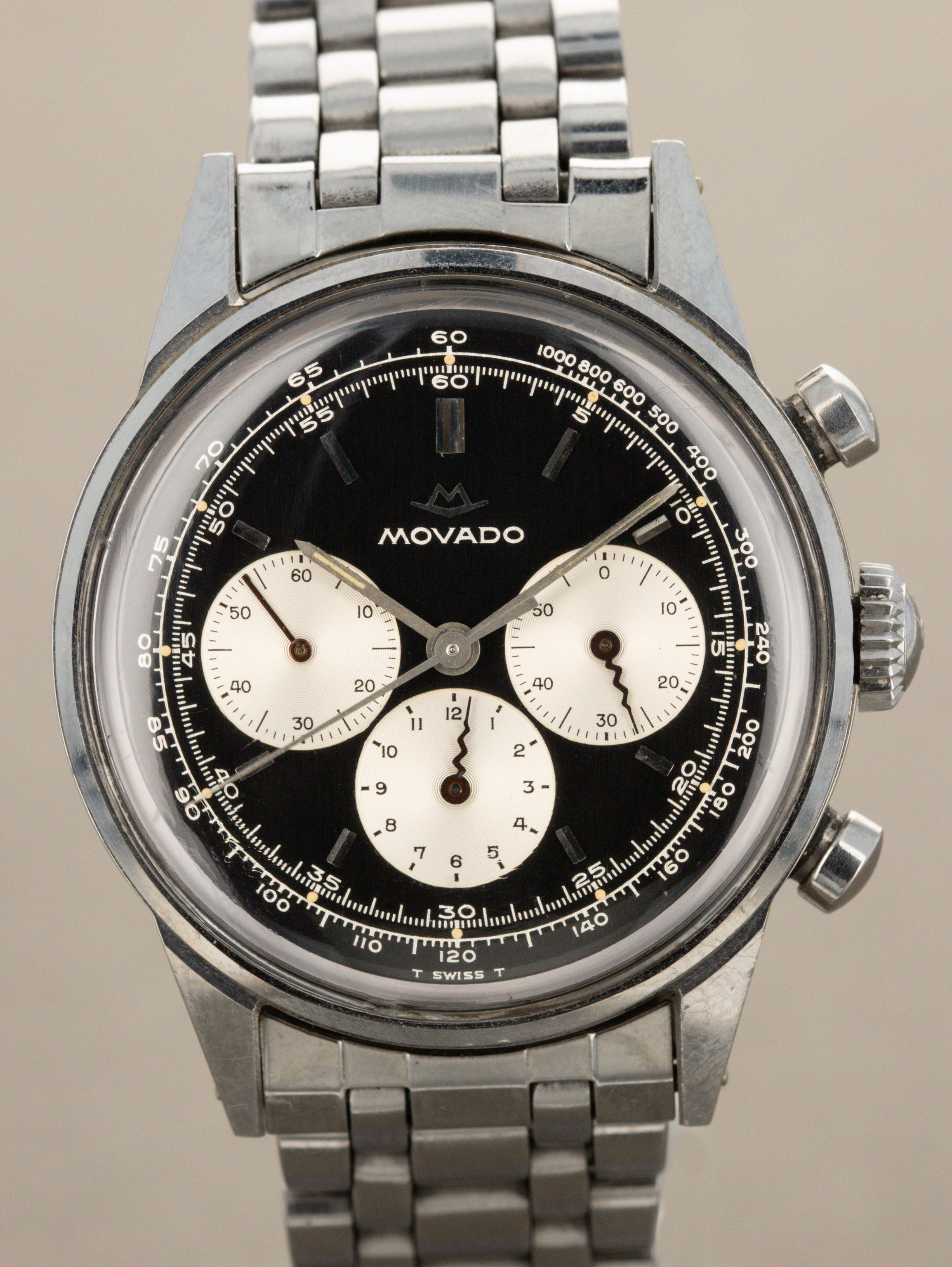 Movado M95 Chronograph - 'Reverse Panda' Exceptional Unpolished Condition