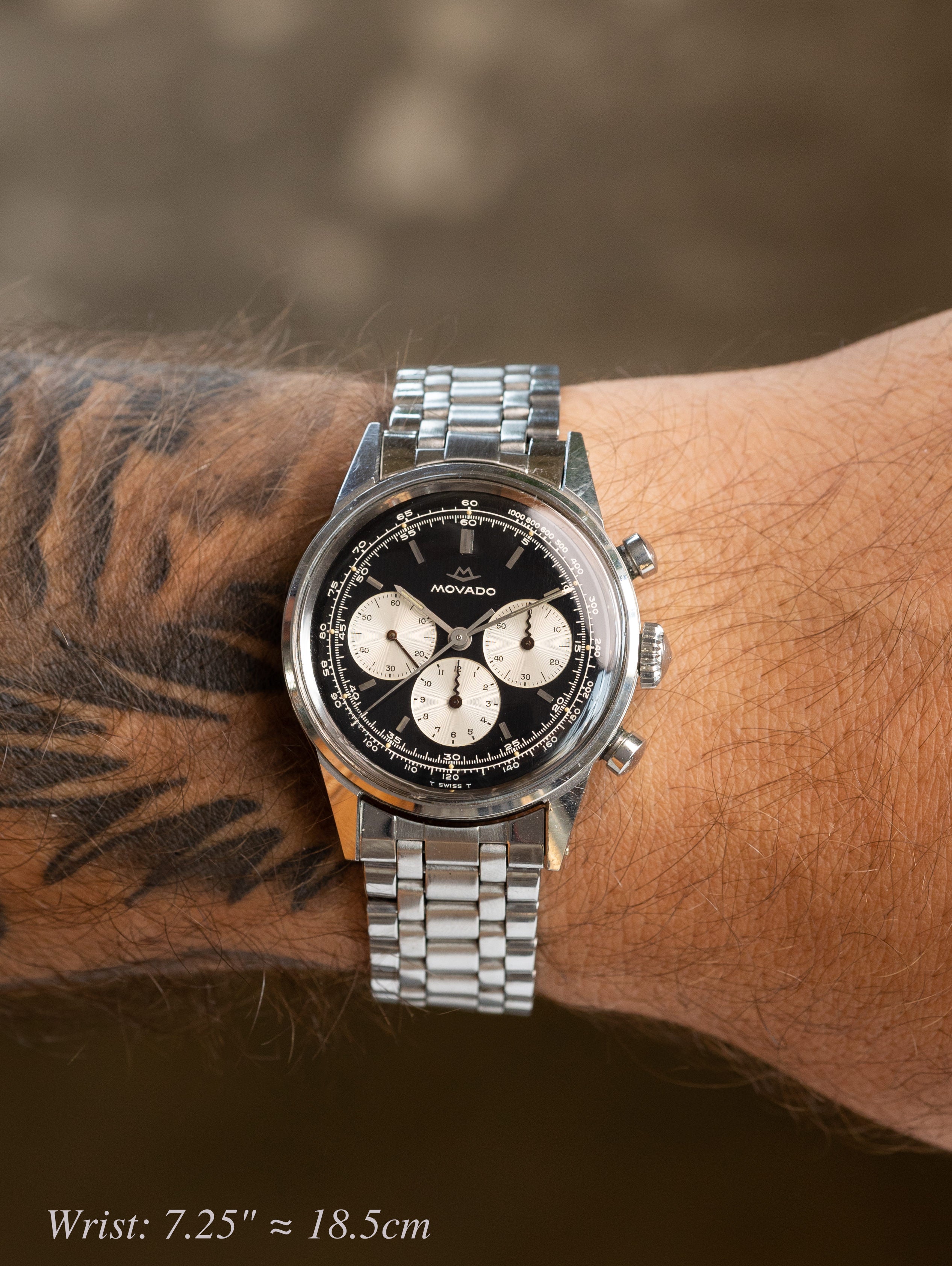 Movado M95 Chronograph - 'Reverse Panda' Exceptional Unpolished Condition