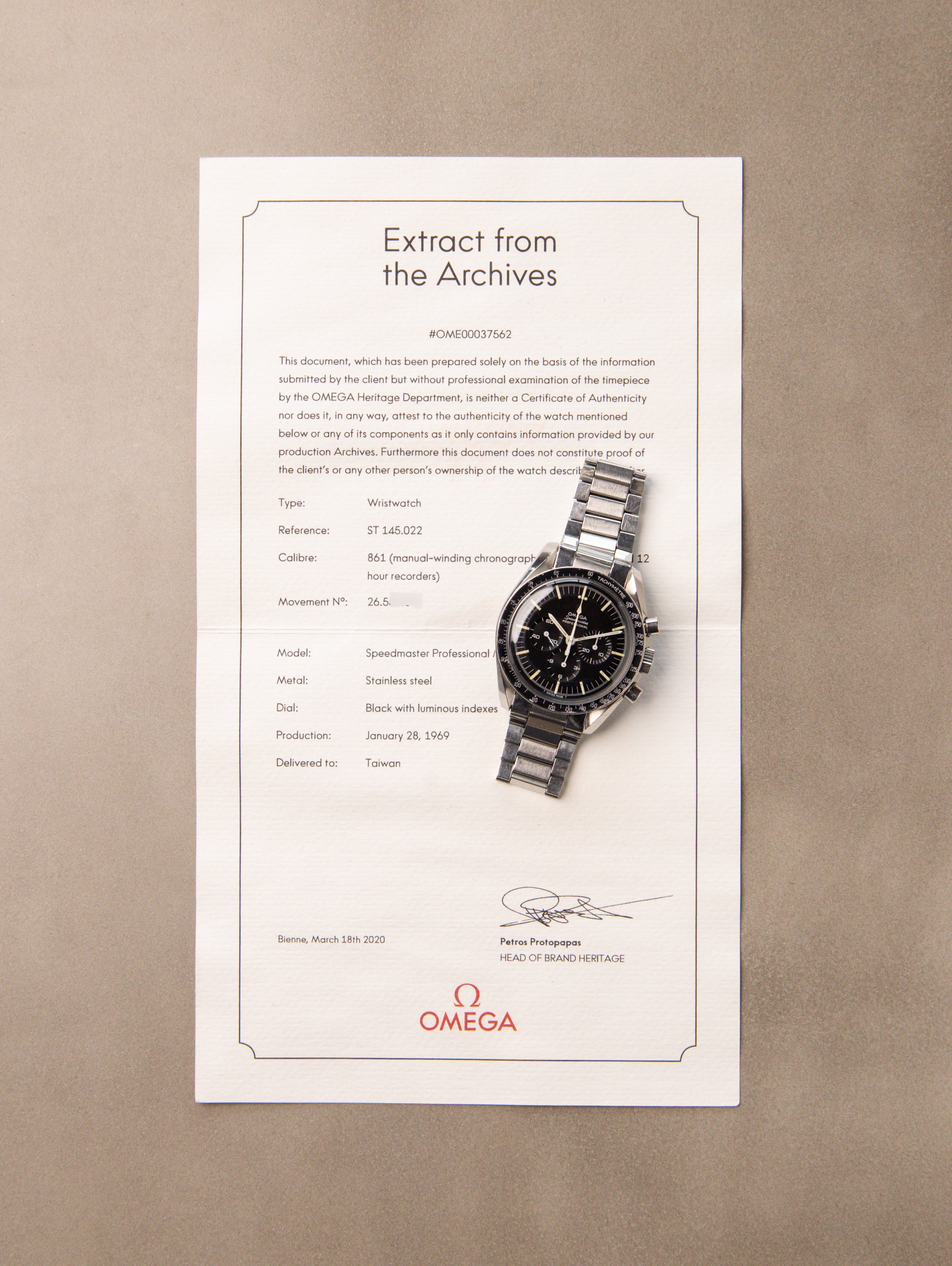 Omega Speedmaster Ref. 145.022-68ST - 'Transitional' Unpolished w/ Extract