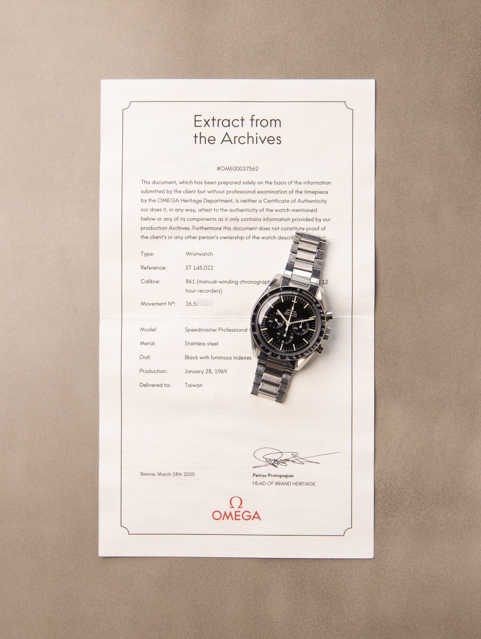 Omega Speedmaster Ref. 145.022-68ST - 'Transitional' Unpolished w/ Extract