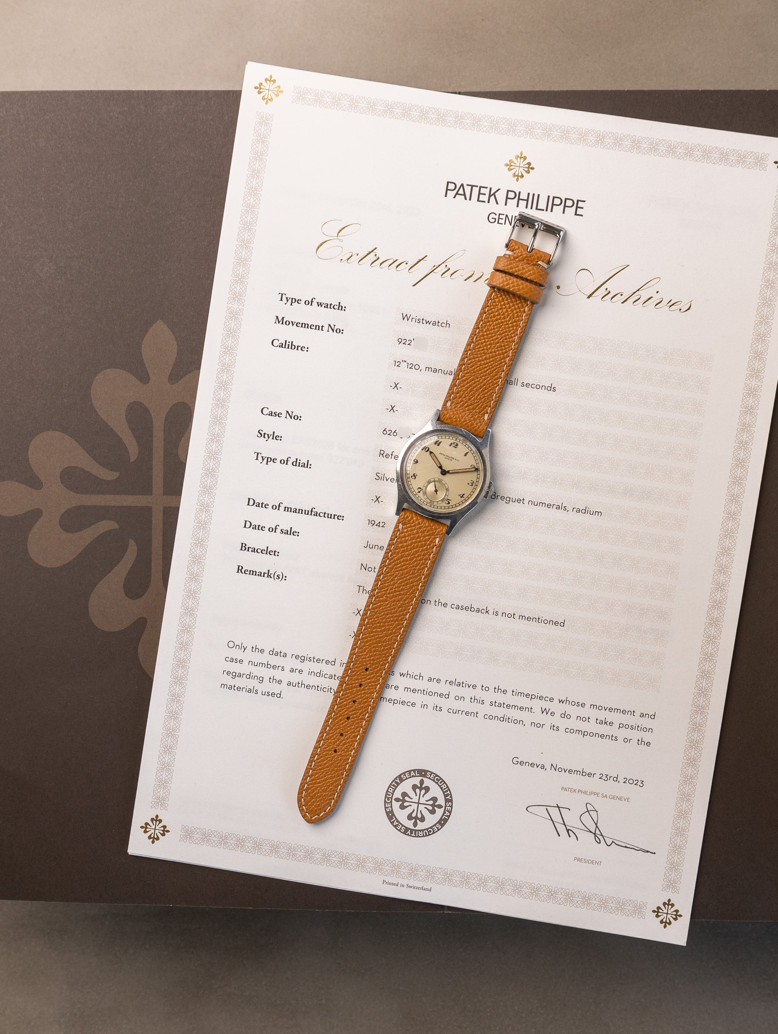 Patek Philippe Calatrava Ref. 565 - Luminous 'Breguet' Dial With Extract