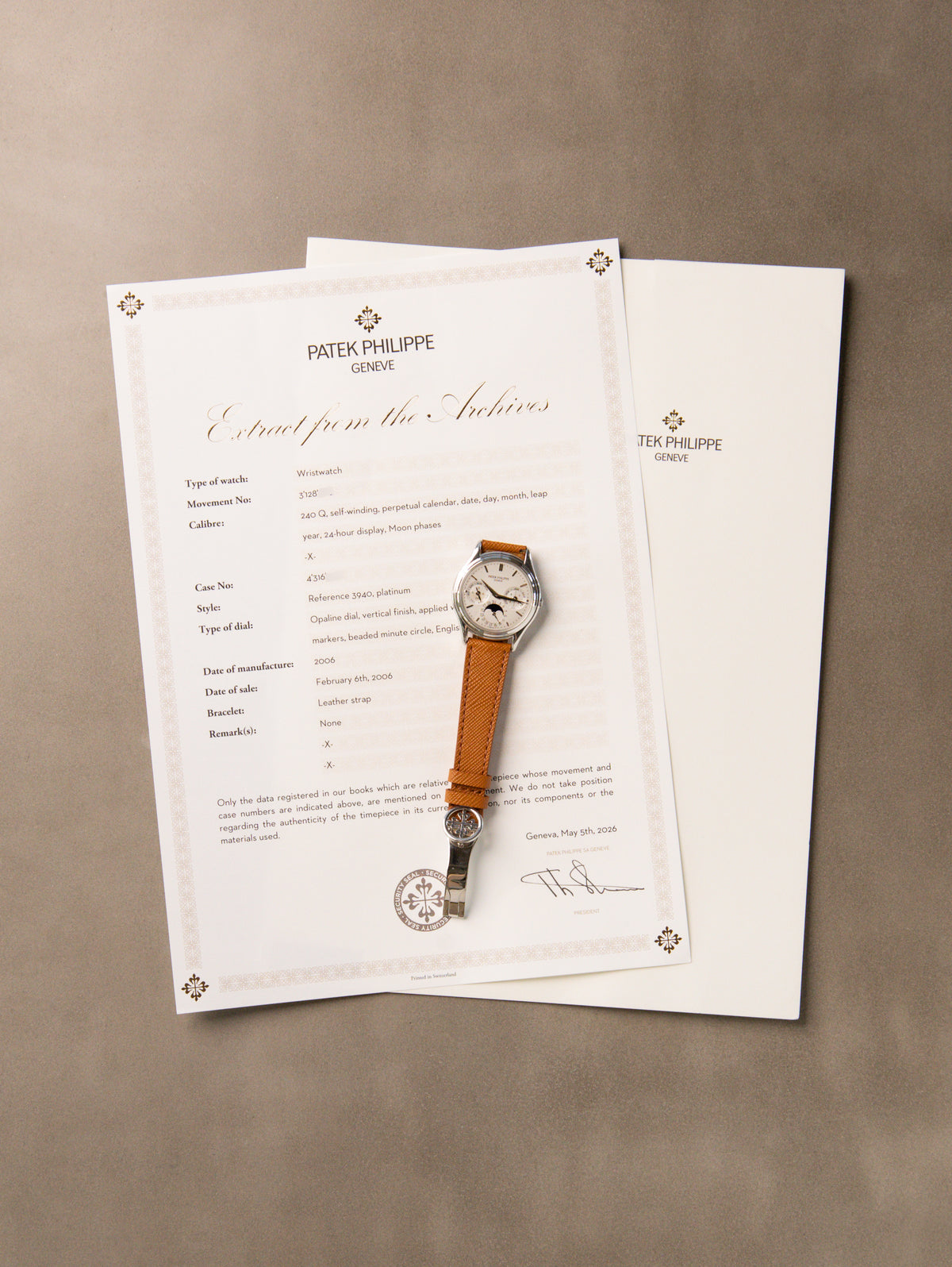 Patek Philippe Perpetual Ref. 3940P - '3rd Series' w/ Extract