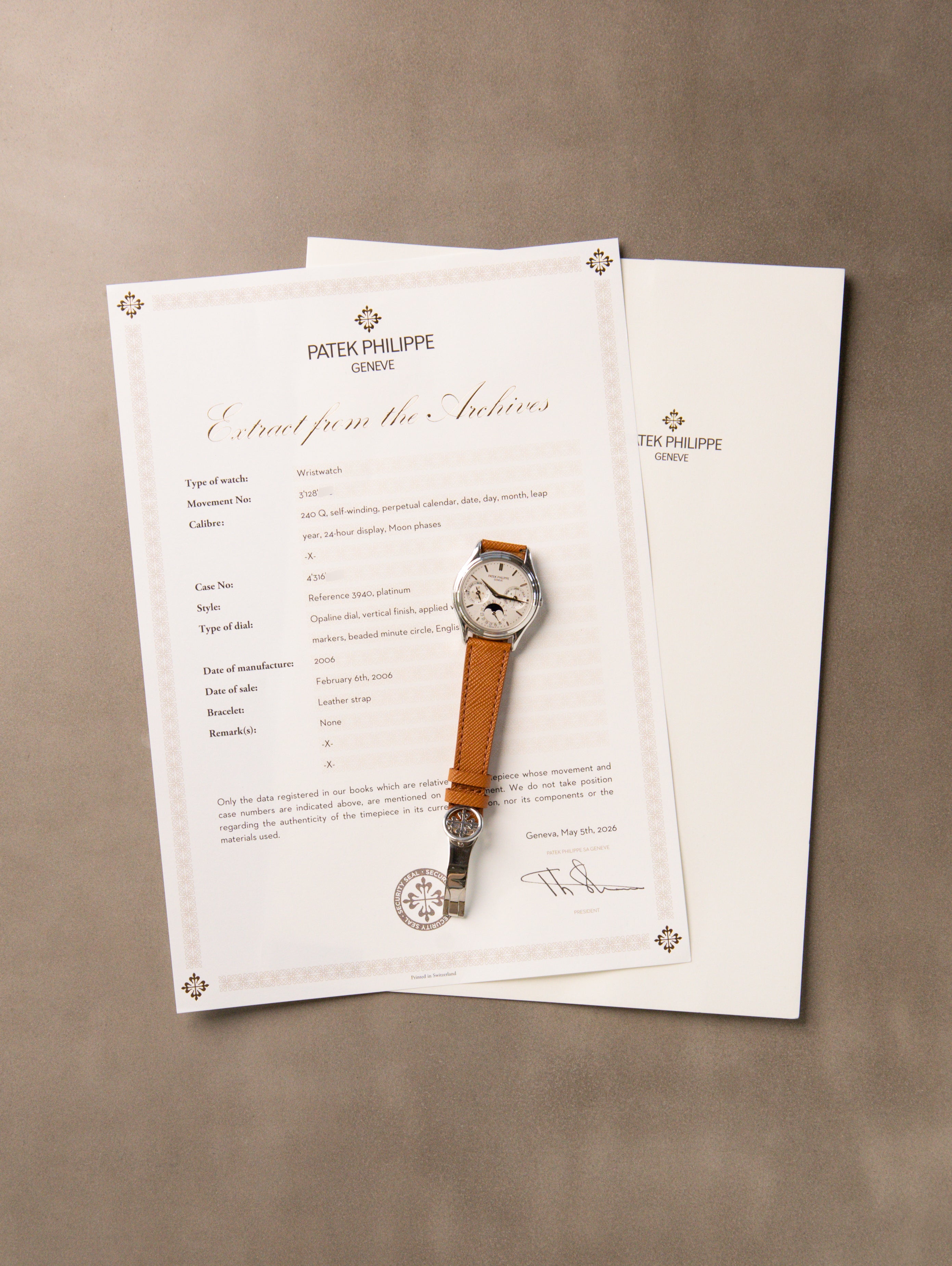 Patek Philippe Perpetual Ref. 3940P - '3rd Series' w/ Extract