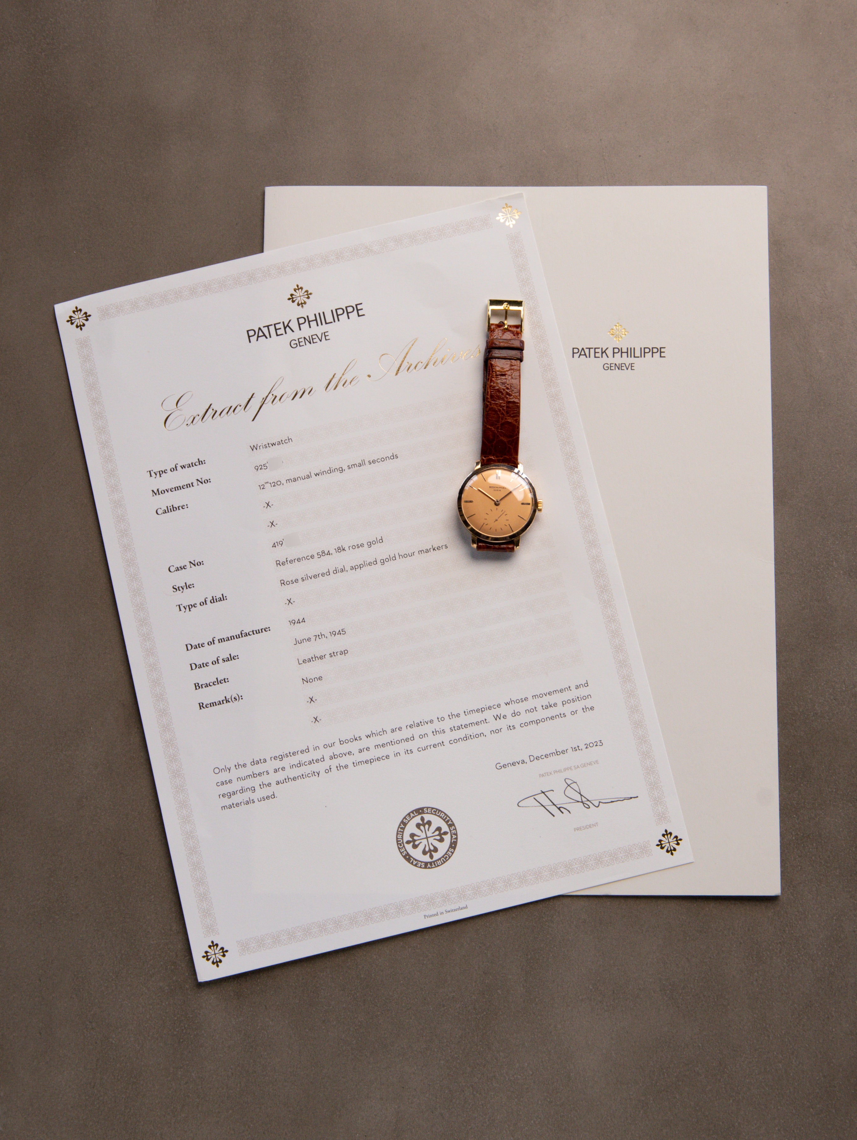 Patek Philippe Calatrava Ref. 584 - Rose Gold w/ Extract