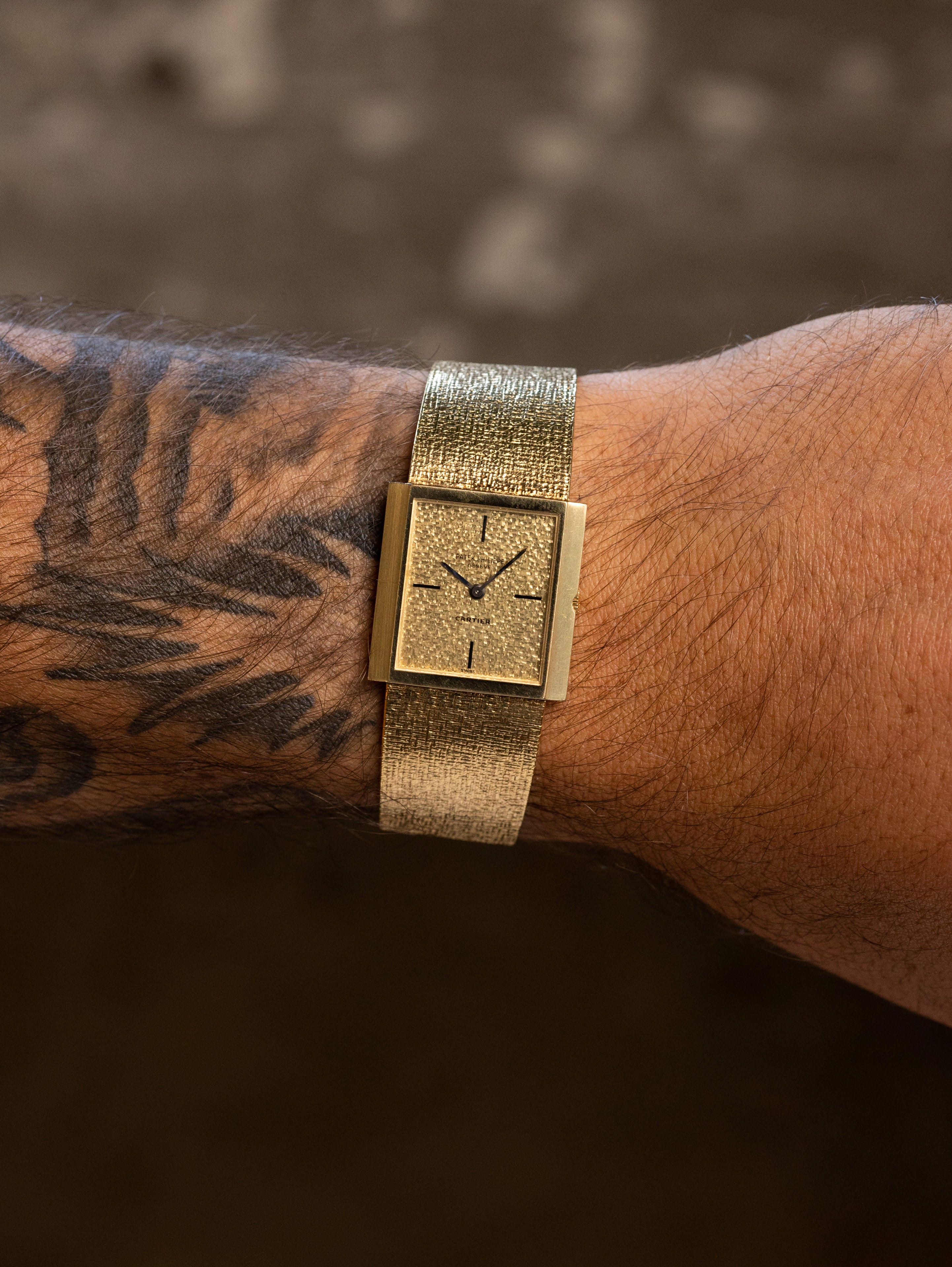 Patek Philippe Yellow Gold Rectangular Dress Watch - 'Cartier' Dial w/ Extract