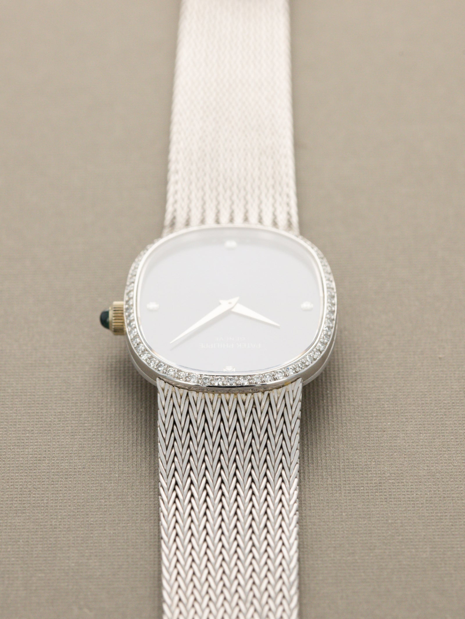 Patek Philippe White Gold Ellipse Ref. 3849/4 - Sunburst Blue 'Sigma' Dial w/ Diamonds