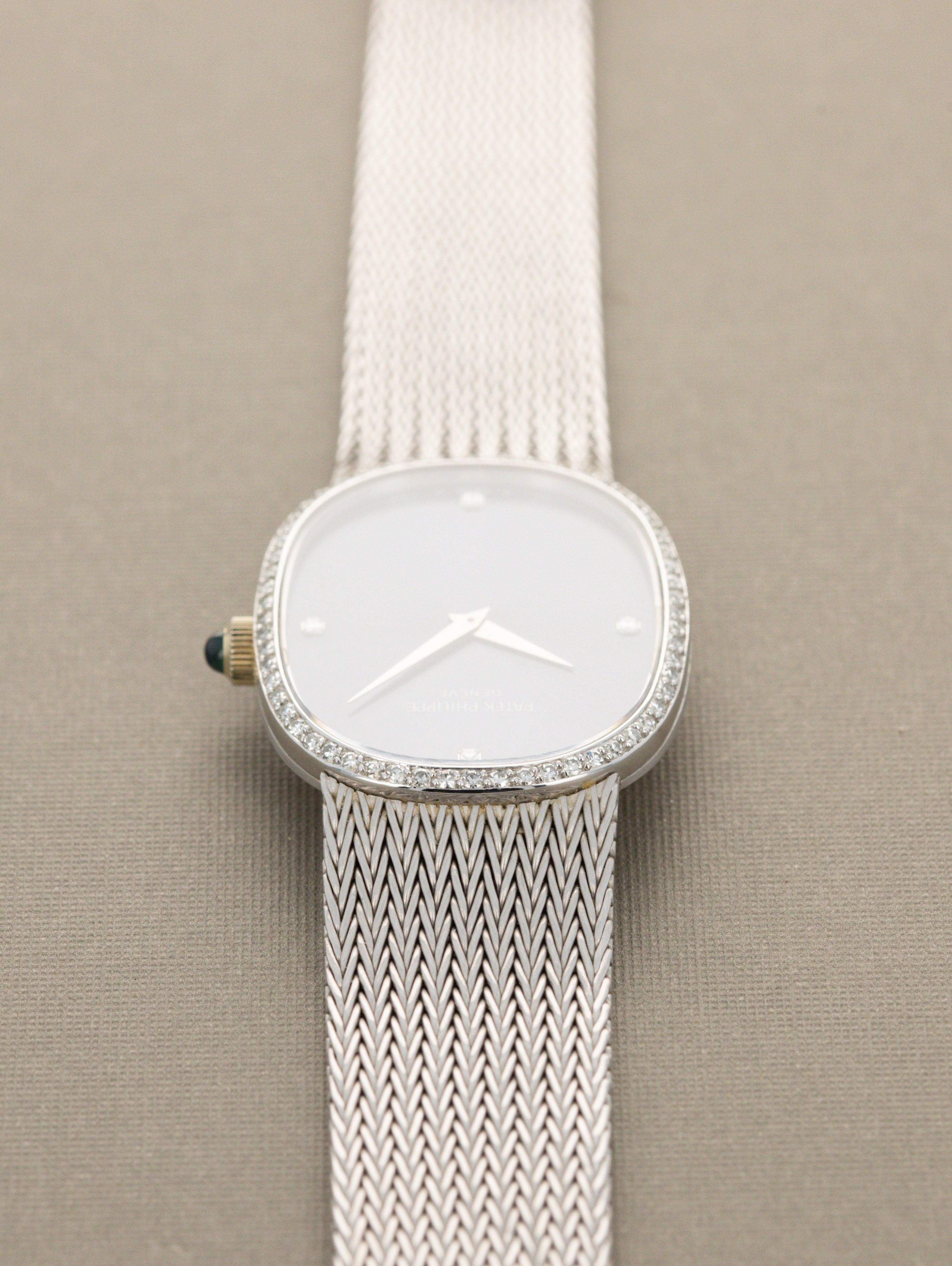 Patek Philippe White Gold Ellipse Ref. 3849/4 - Sunburst Blue 'Sigma' Dial w/ Diamonds