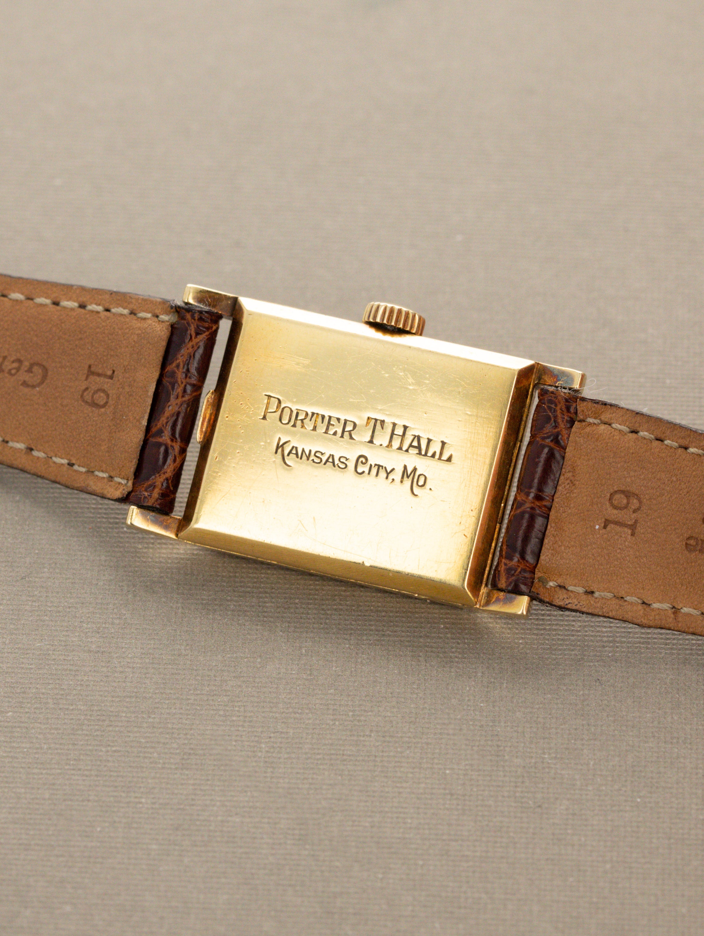 Patek Philippe Yellow Gold Rectangular Dress Watch - Multi-tone Silver 'Art Deco' Dial