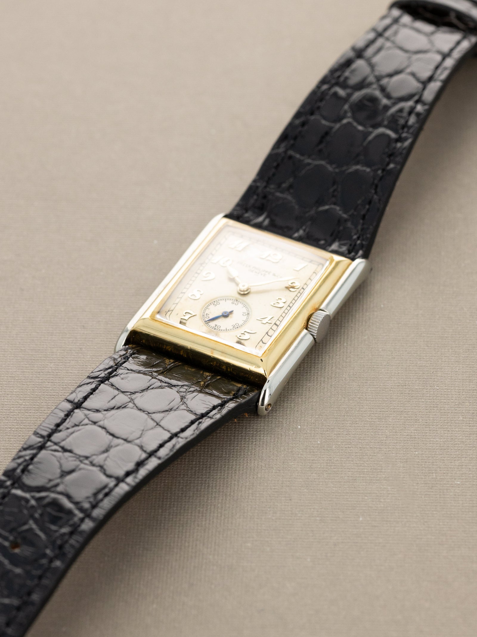 Patek Philippe Two-Tone Yellow & White Gold Rectangular Dress Watch - 'Breguet' Dial w/ Box & Extract