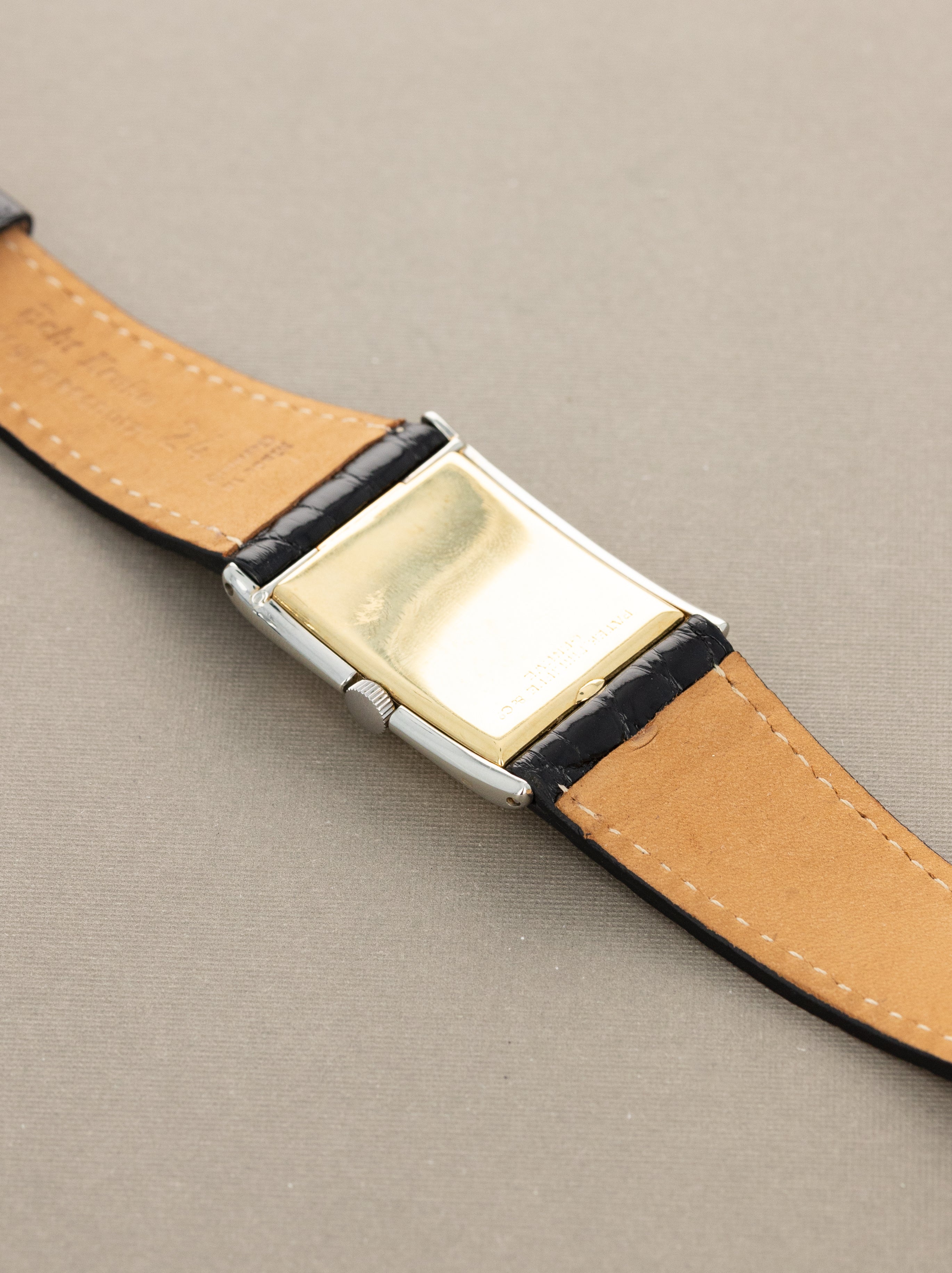 Patek Philippe Two-Tone Yellow & White Gold Rectangular Dress Watch - 'Breguet' Dial w/ Box & Extract