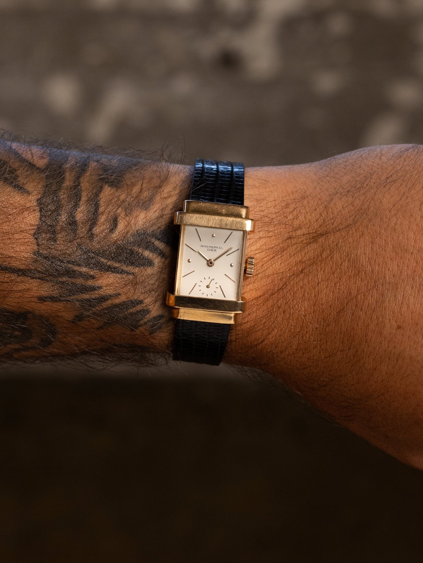 Patek Philippe Rose Gold Dress Watch Ref. 1450 'Top Hat' - 'Brushed' Silver Dial Unpolished