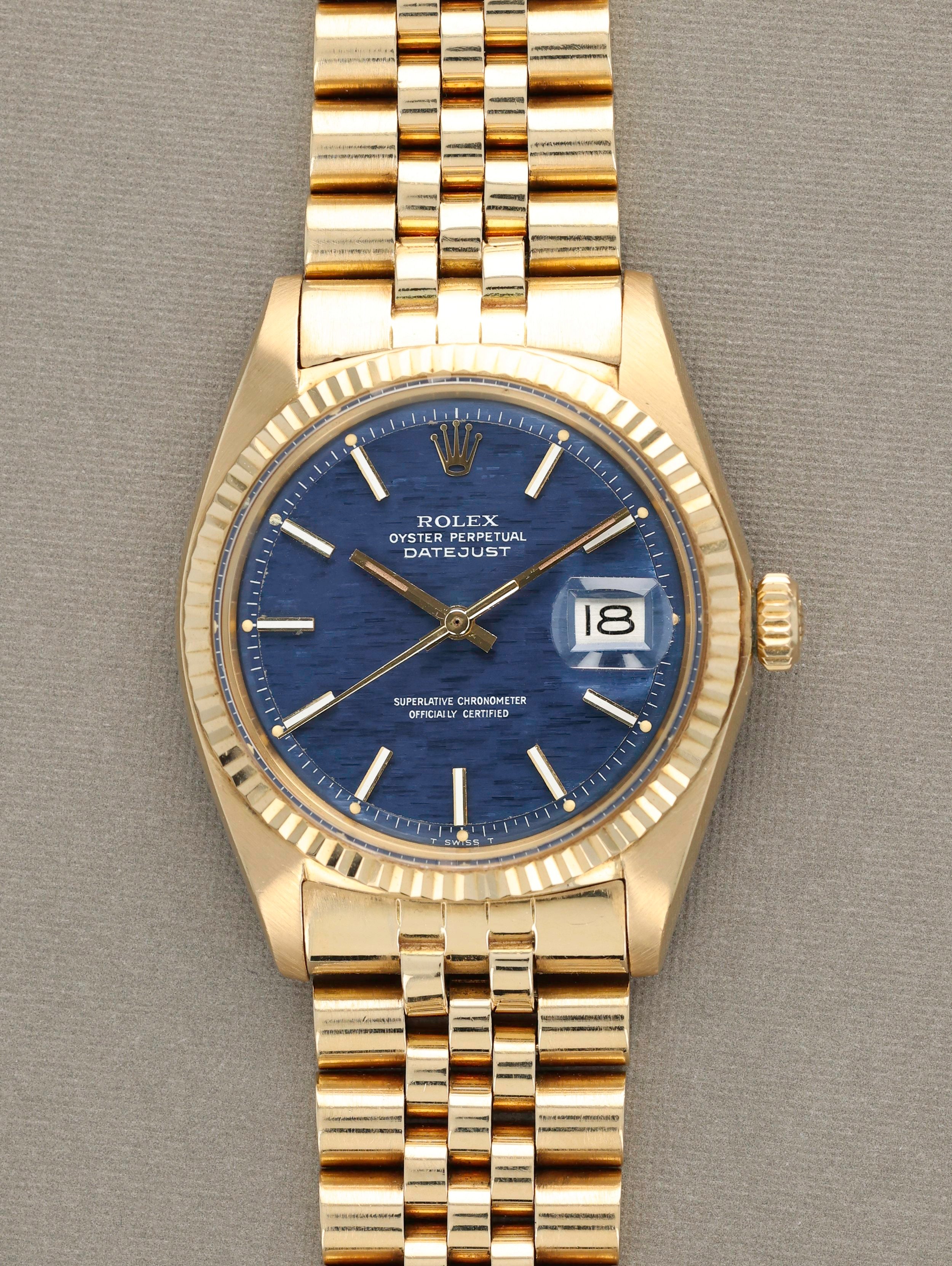 Rolex Datejust Ref. 1601 18k Blue Mosaic Unpolished