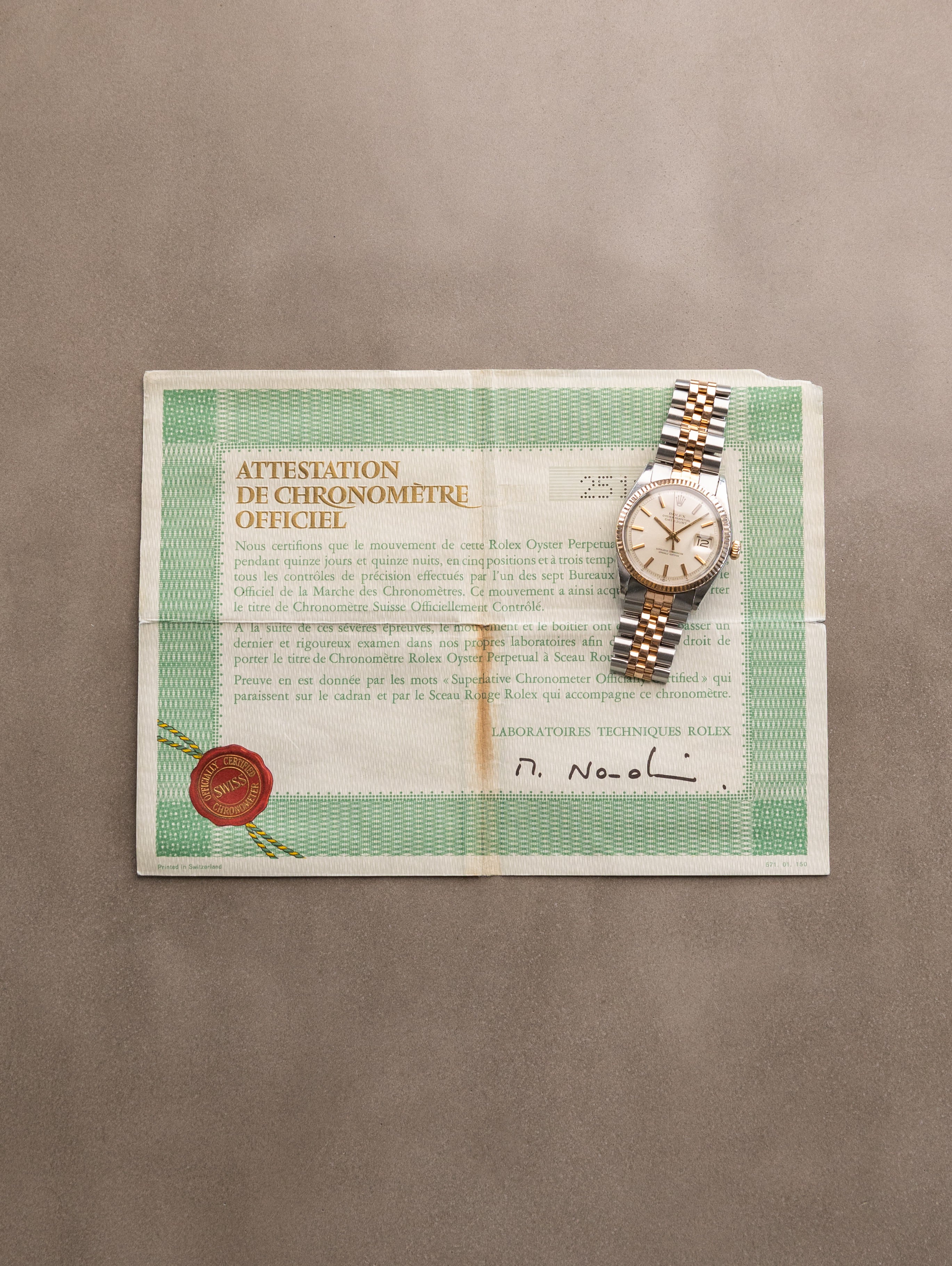 Rolex Datejust Ref. 1601 Two-Tone Rose Gold - Sunburst Silver Dial w/ Papers