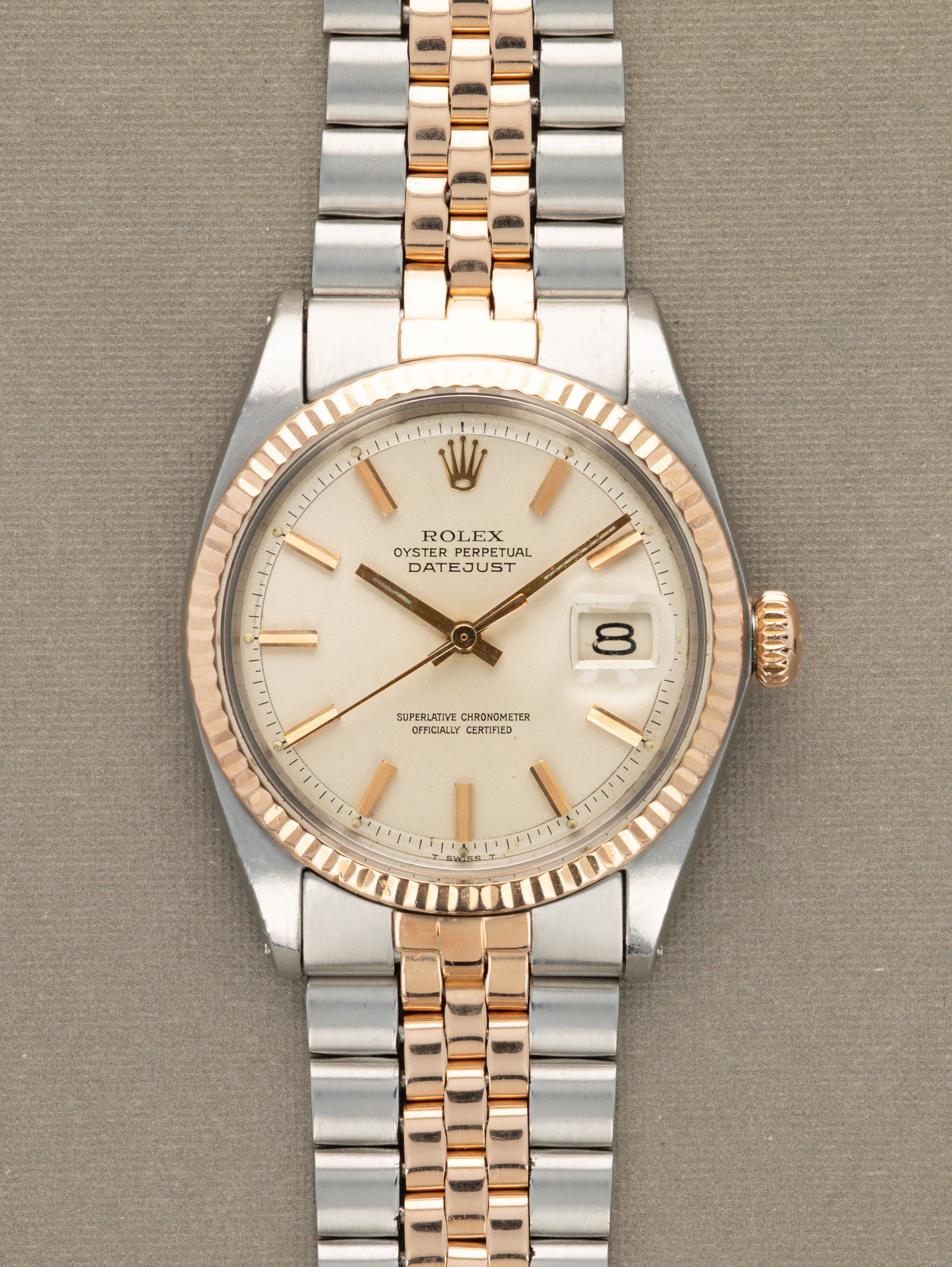 Rolex Datejust Ref. 1601 Two-Tone Rose Gold - Sunburst Silver Dial w/ Papers