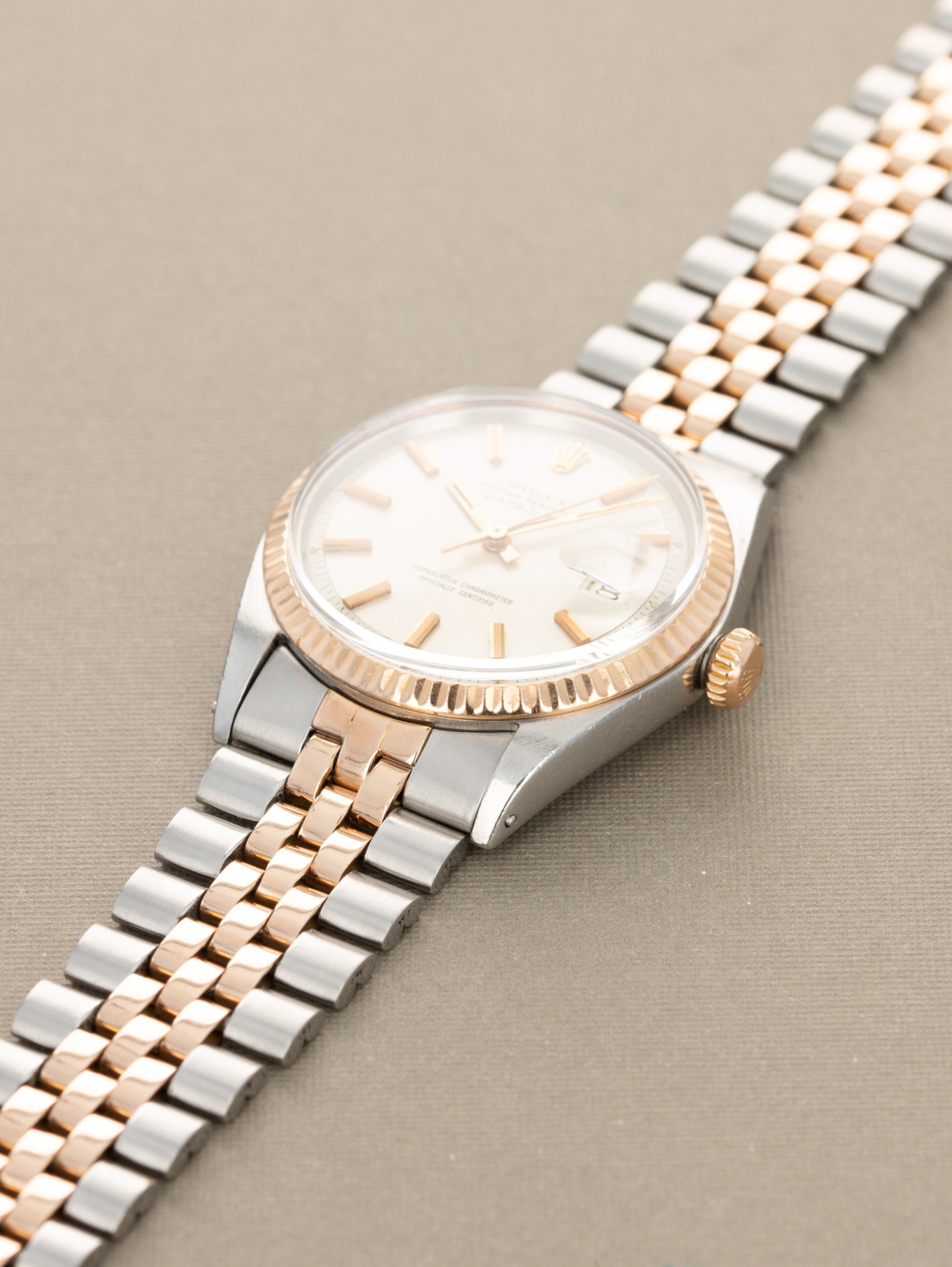Rolex Datejust Ref. 1601 Two-Tone Rose Gold - Sunburst Silver Dial w/ Papers