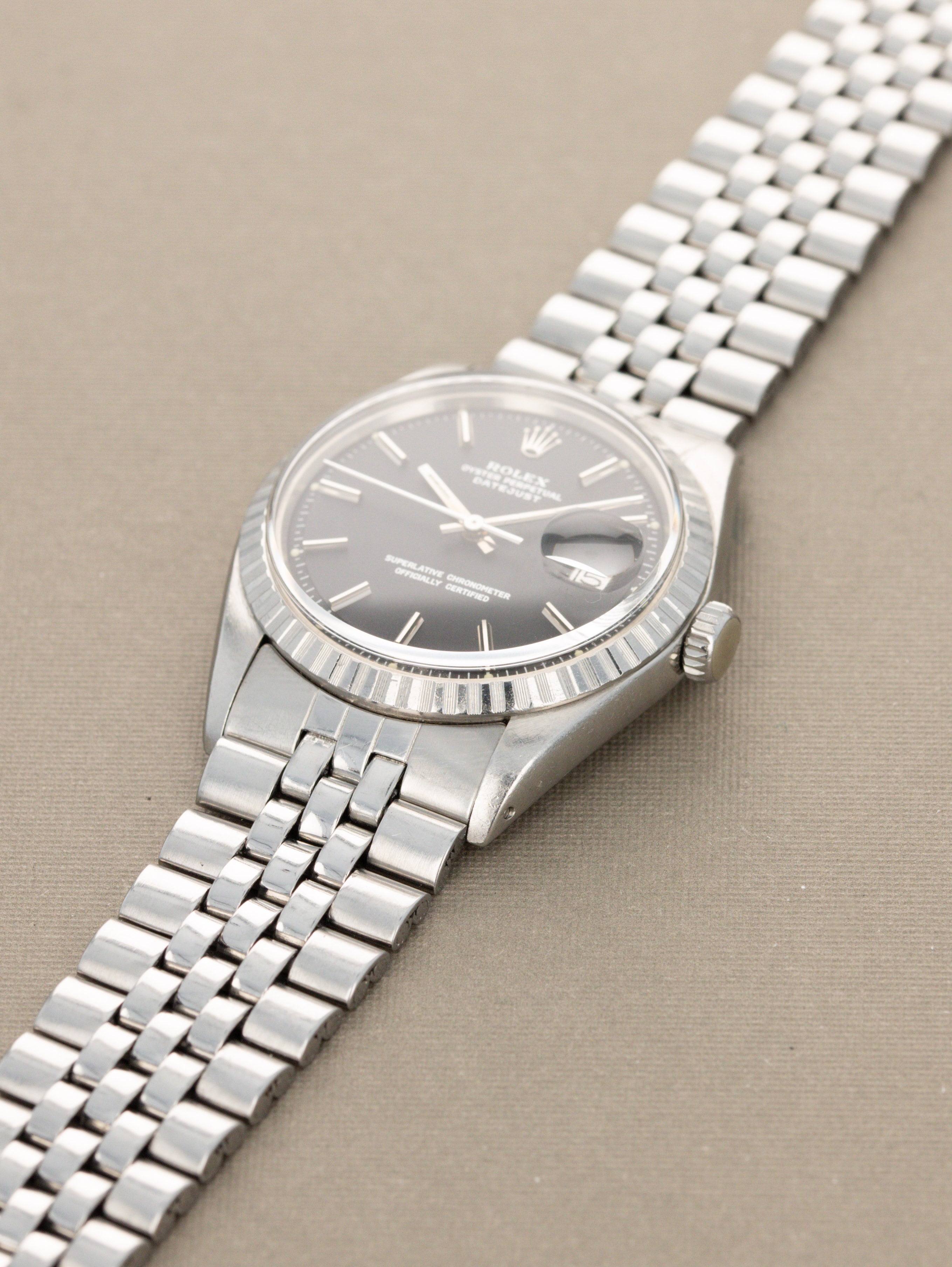 Rolex Datejust Ref. 1603 - Matte Black 'Sigma' Dial Silver Text Unpolished