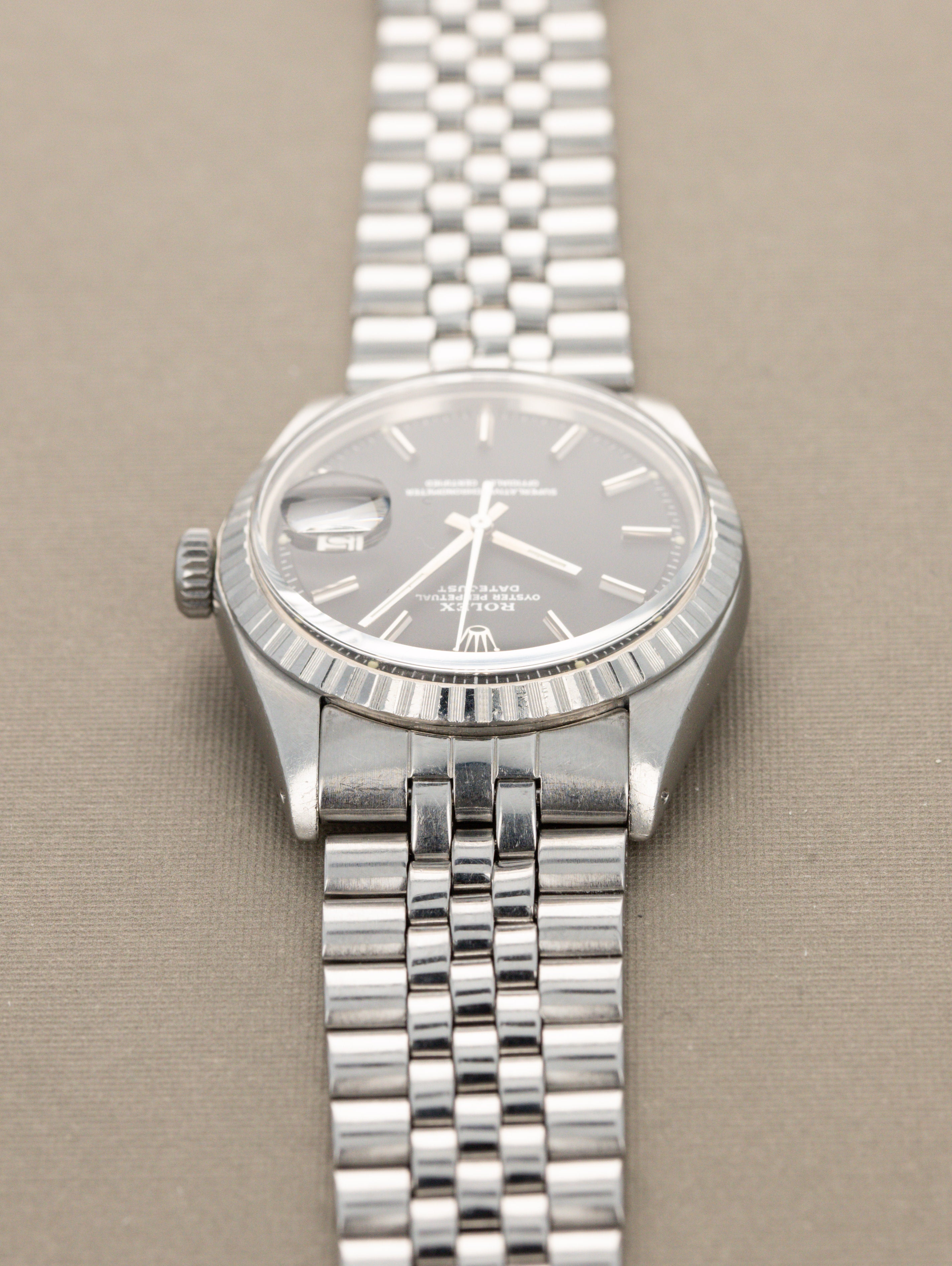 Rolex Datejust Ref. 1603 - Matte Black 'Sigma' Dial Silver Text Unpolished