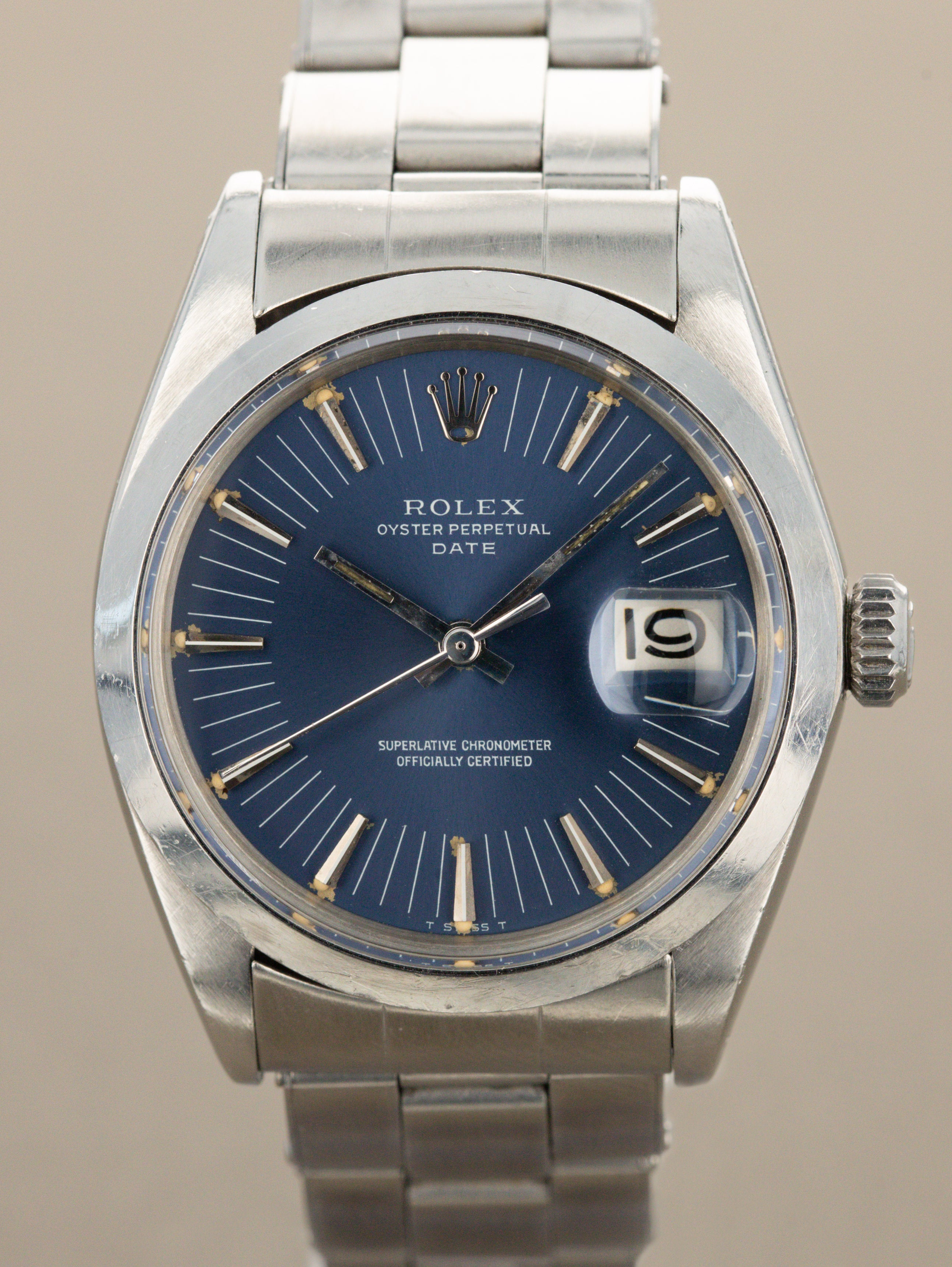 Rolex Oyster Perpetual Date Ref. 1500 - Sunburst Blue 'Long Index' Dial Unpolished