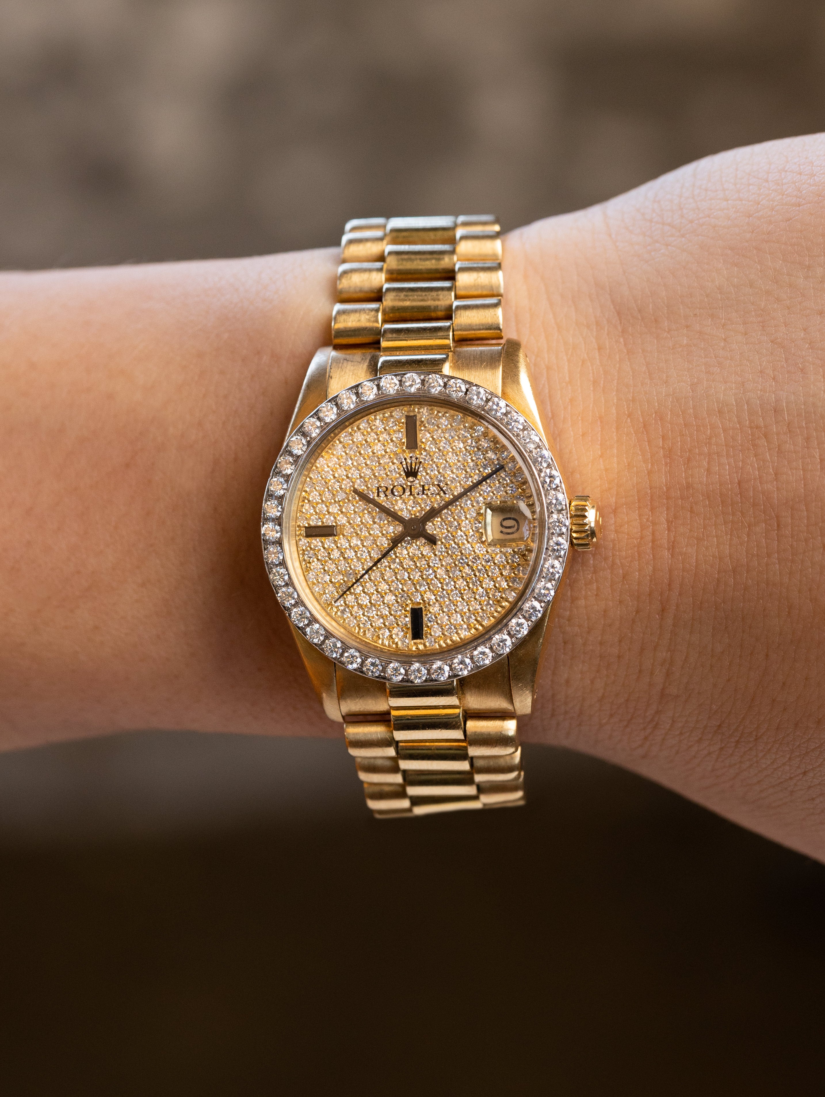 Rolex Datejust 'Midsize' Ref. 6828 - Factory Pave Diamond Dial & Bezel