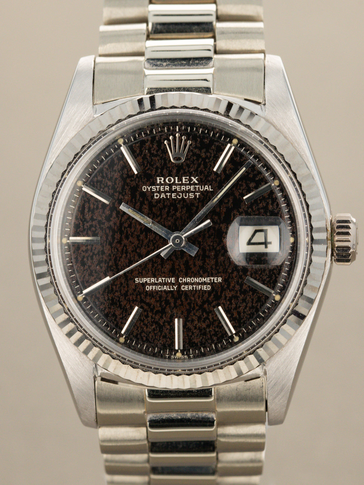 Rolex Datejust Ref. 1601/9 White Gold - Gilt 'Wood' Tropical Dial