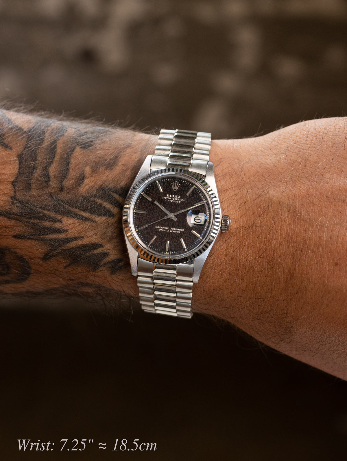 Rolex Datejust Ref. 1601/9 White Gold - Gilt 'Wood' Tropical Dial
