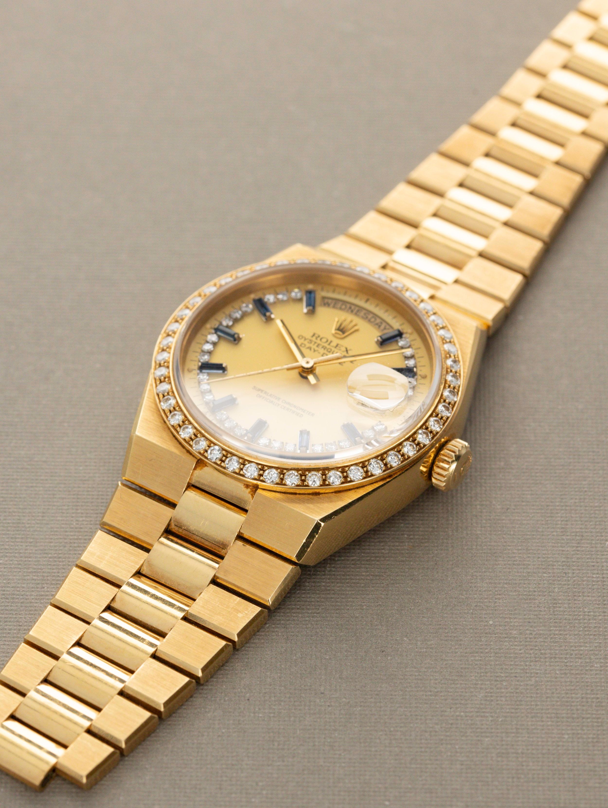 Rolex Day-Date Oysterquartz Ref. 19048 - Sapphire & Diamond String Dial with Papers
