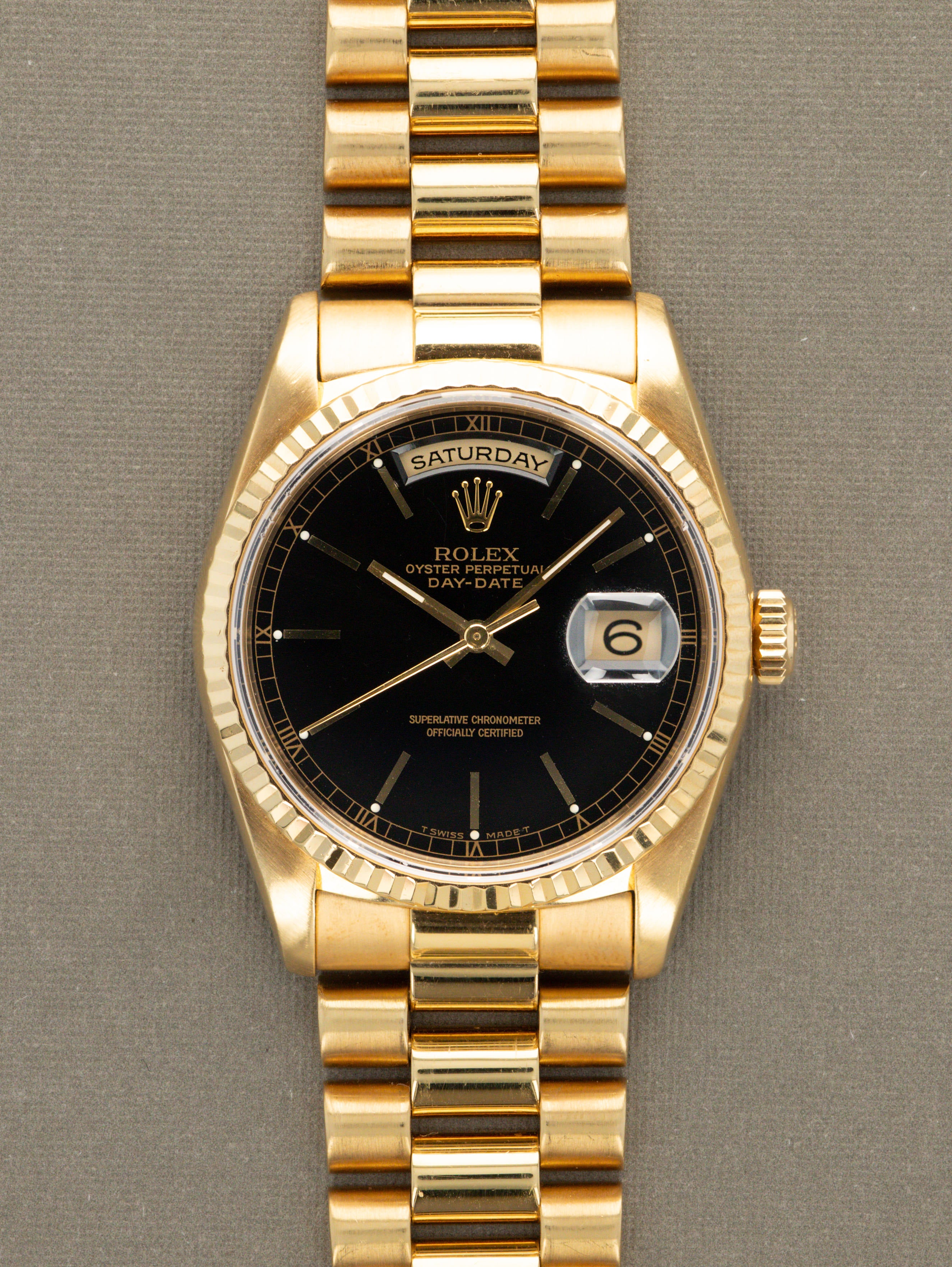 Rolex Day-Date Ref. 18238 - Black 'Sunburst' Dial W/ Rolex Service Card