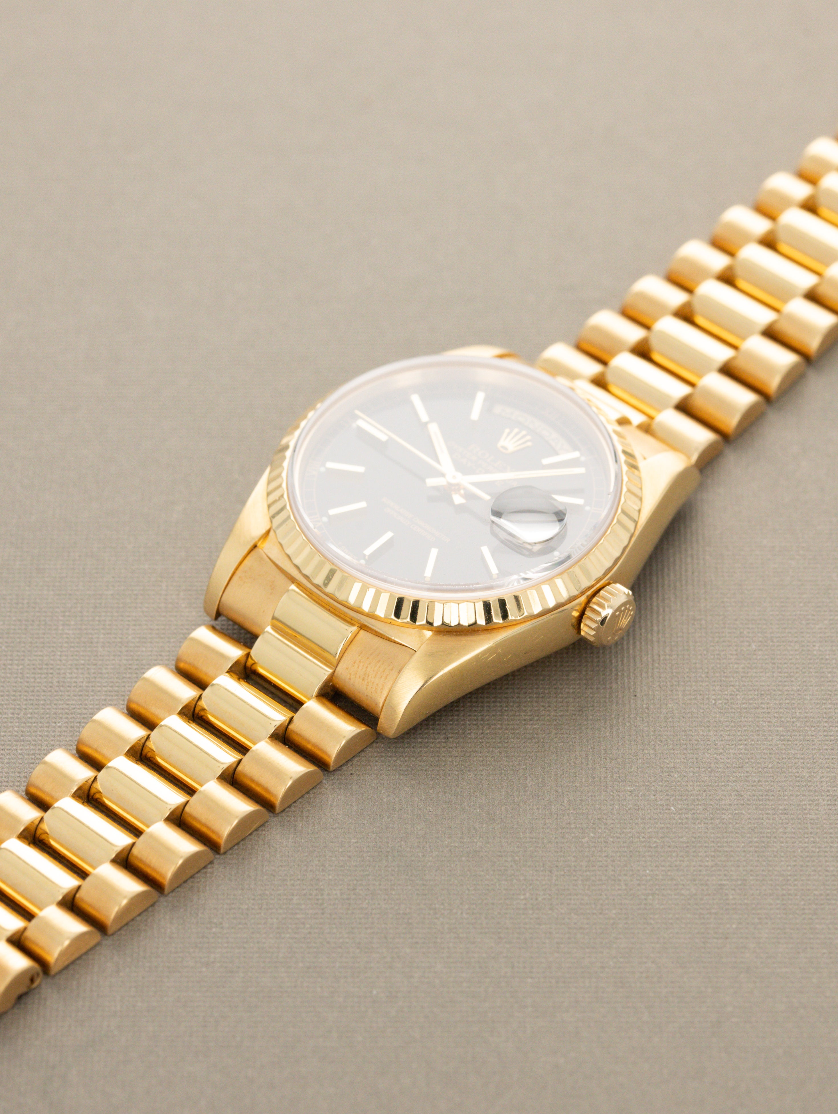 Rolex Day-Date Ref. 18238 - Black 'Sunburst' Dial W/ Rolex Service Card