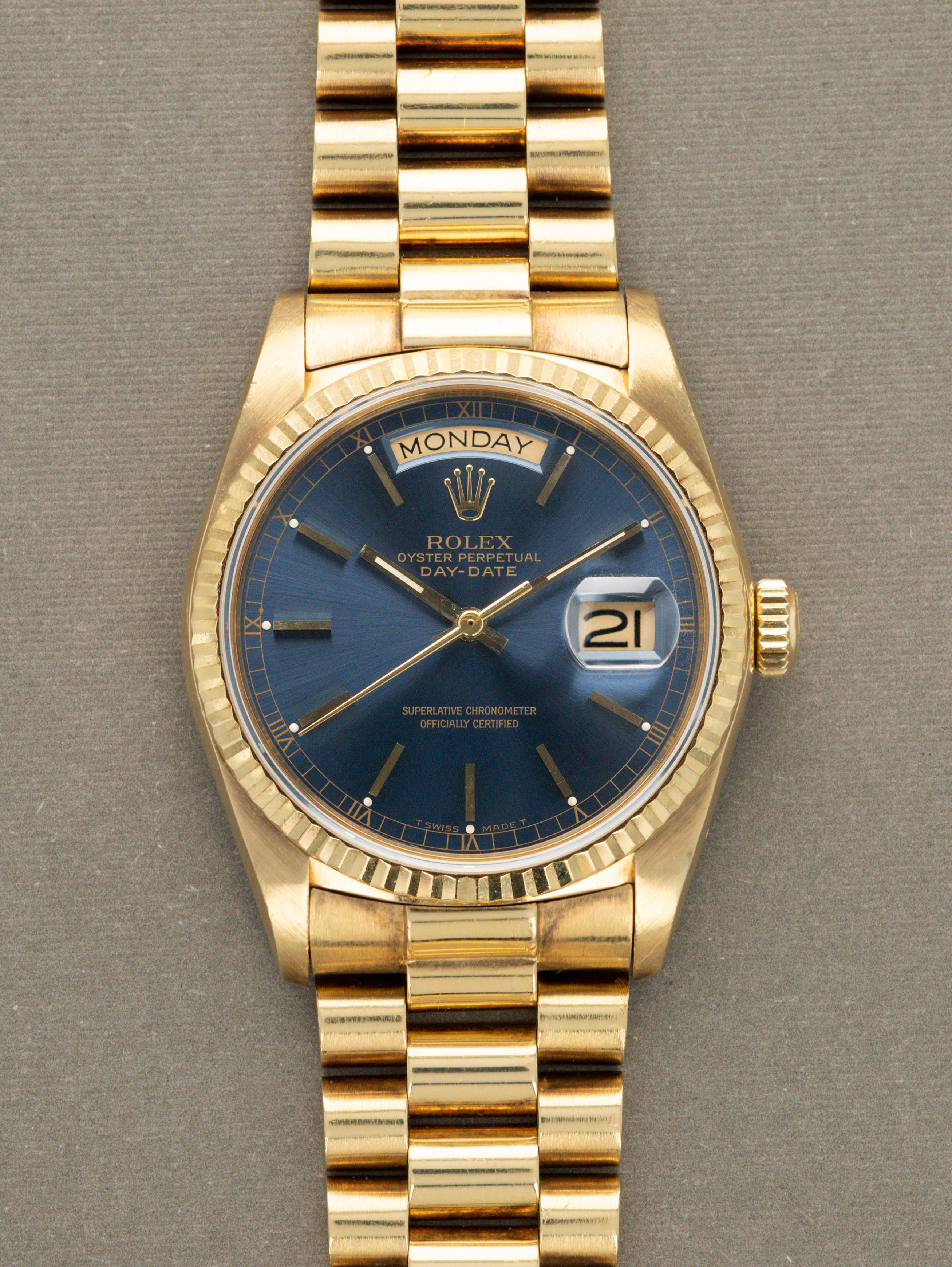 Rolex Day-Date Ref. 18038 - Navy Blue Sunburst Dial Unpolished