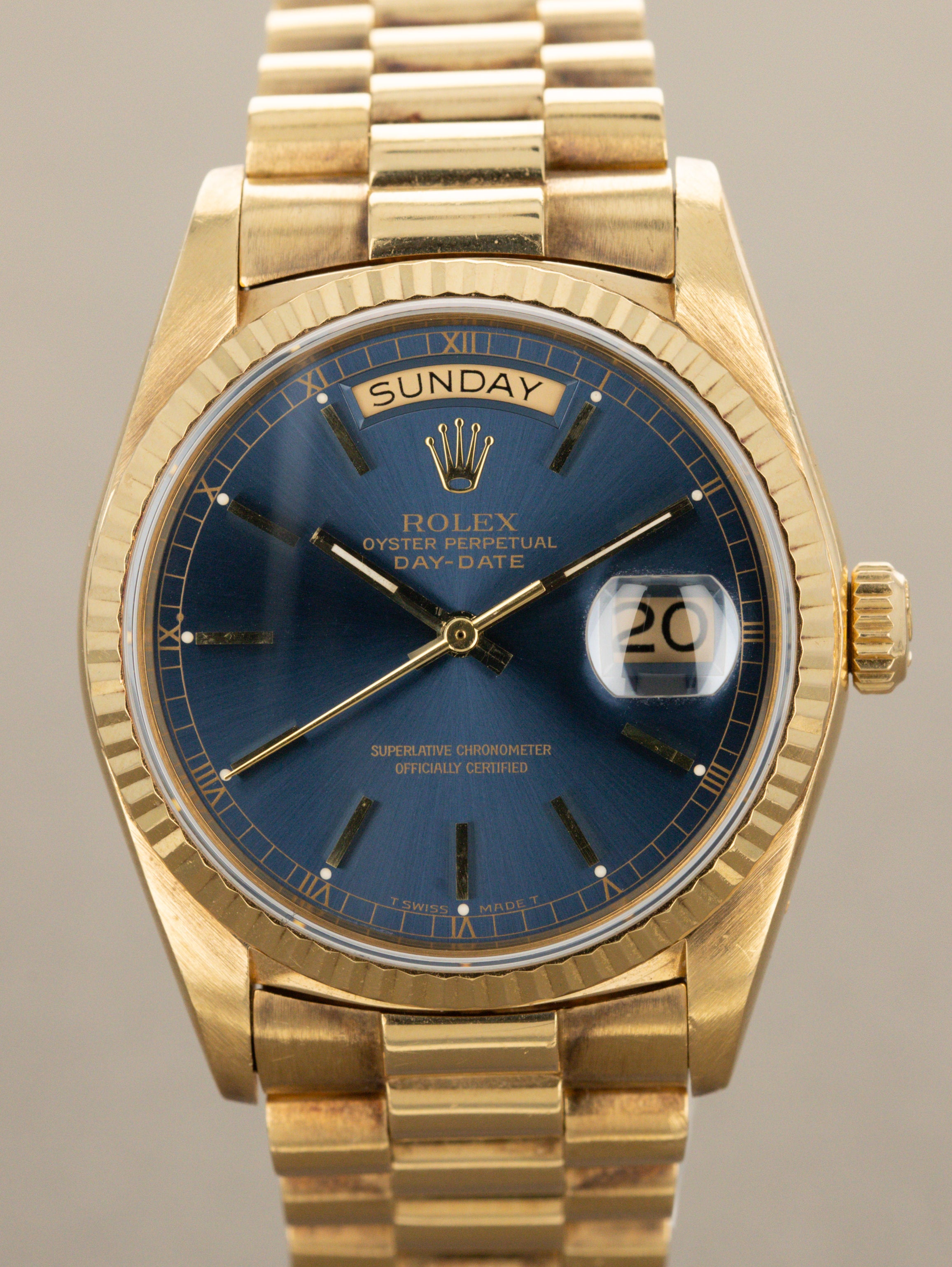 Rolex Day-Date Ref. 18038 - Navy Blue Sunburst Dial Unpolished