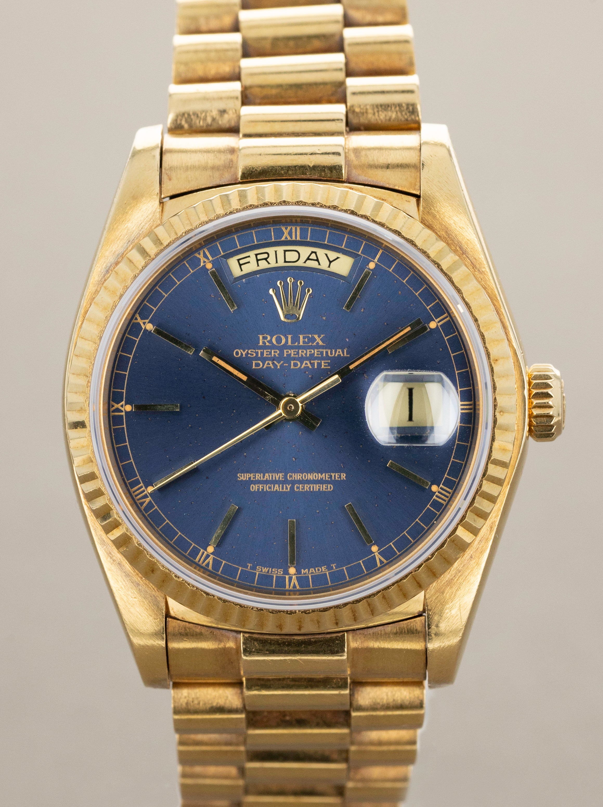 Rolex Day-Date Ref. 18038 - Navy Blue Sunburst Dial Unpolished