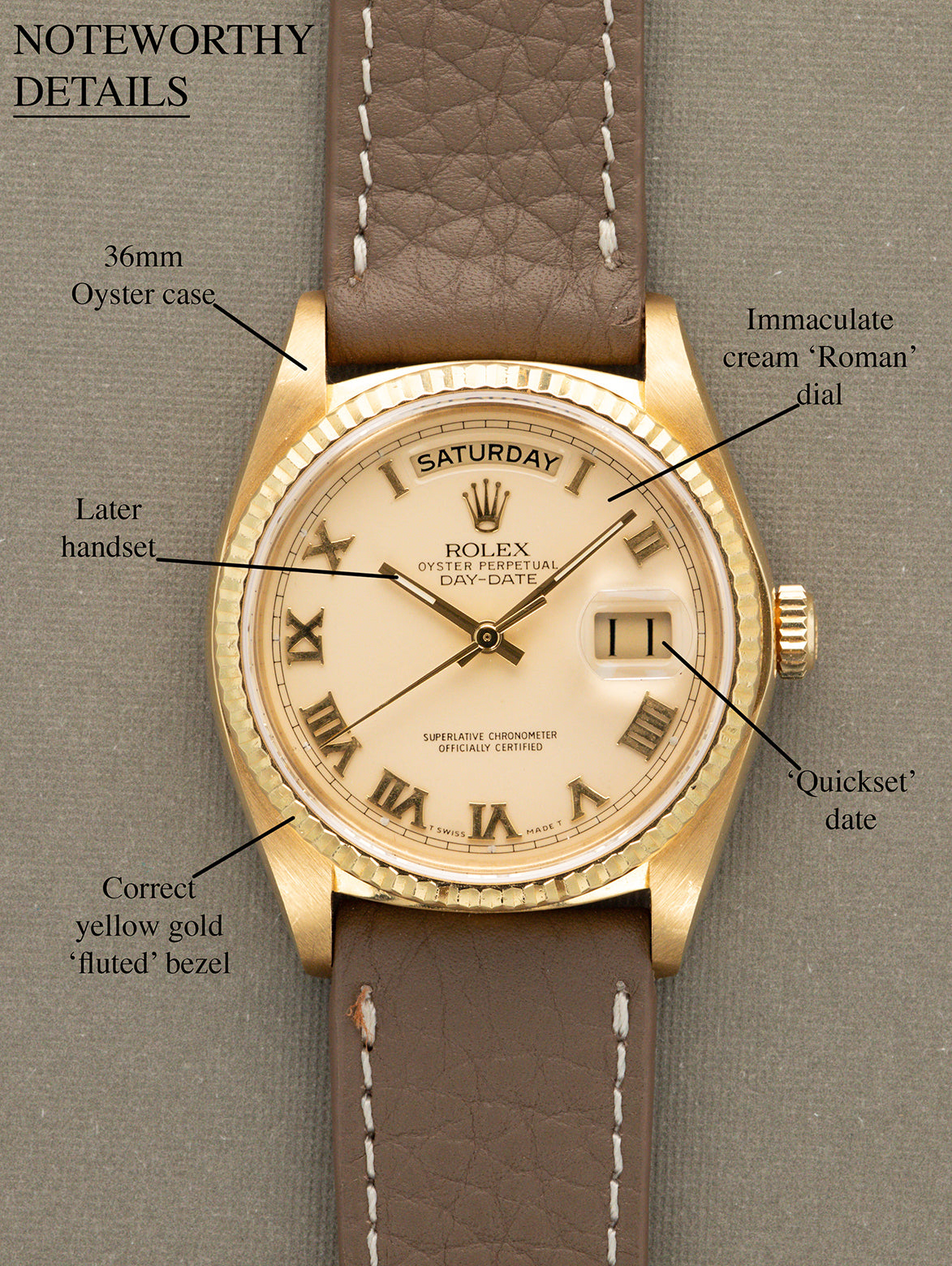 Rolex Day-Date Ref. 18038 'Quickset' - Cream 'Roman' Dial