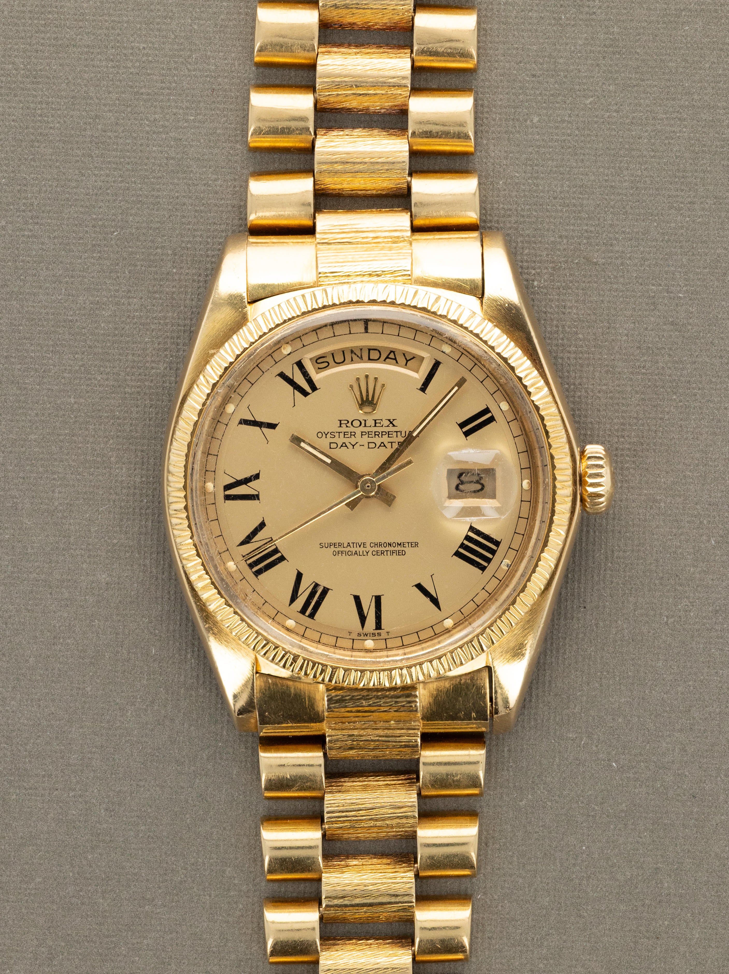 Rolex Day-Date Ref. 1807 'Bark' - Satin Champagne 'Buckley' Dial Unpol