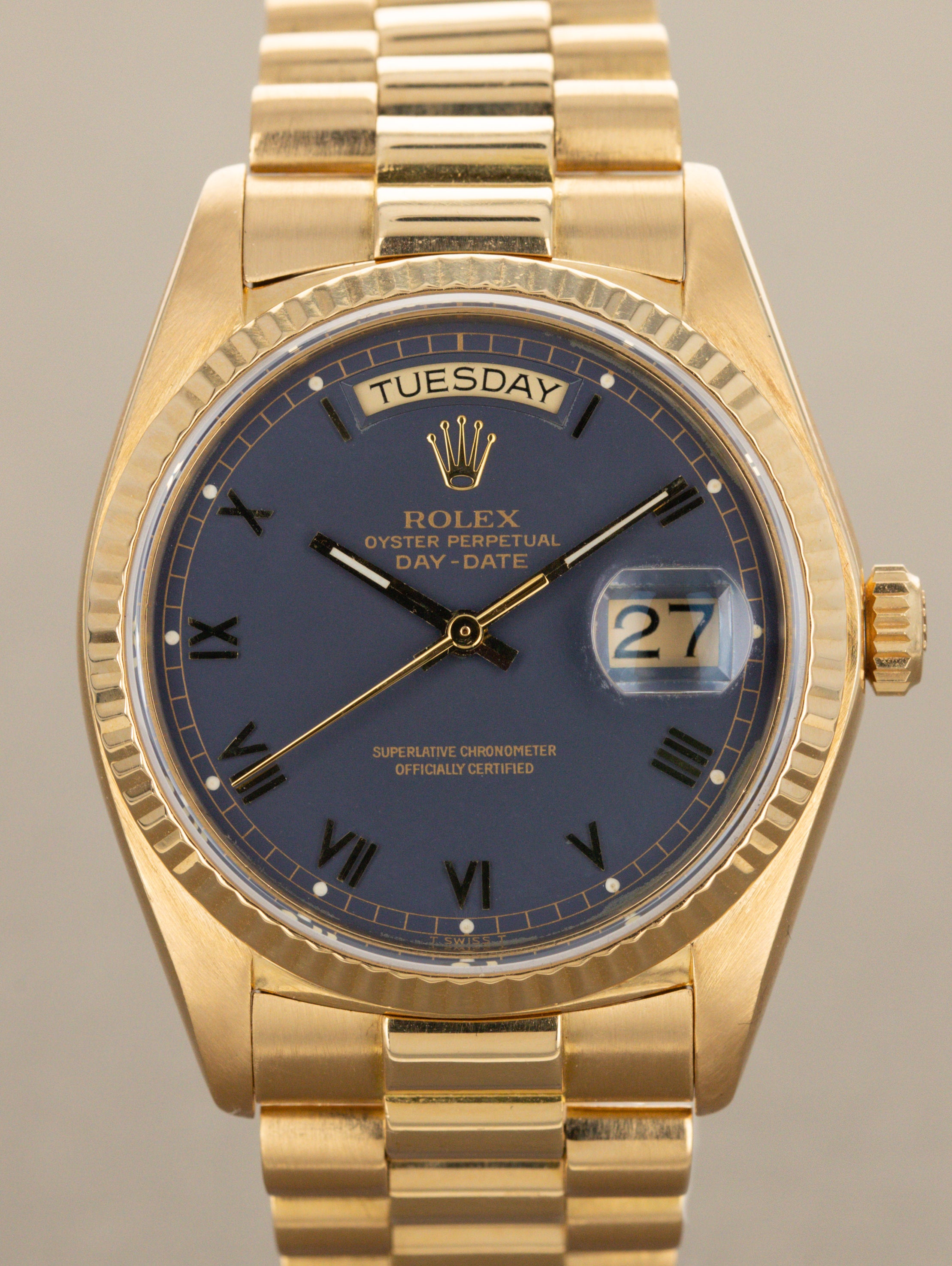Rolex Day-Date Ref. 18038 - Blue 'Roman' Dial With Papers