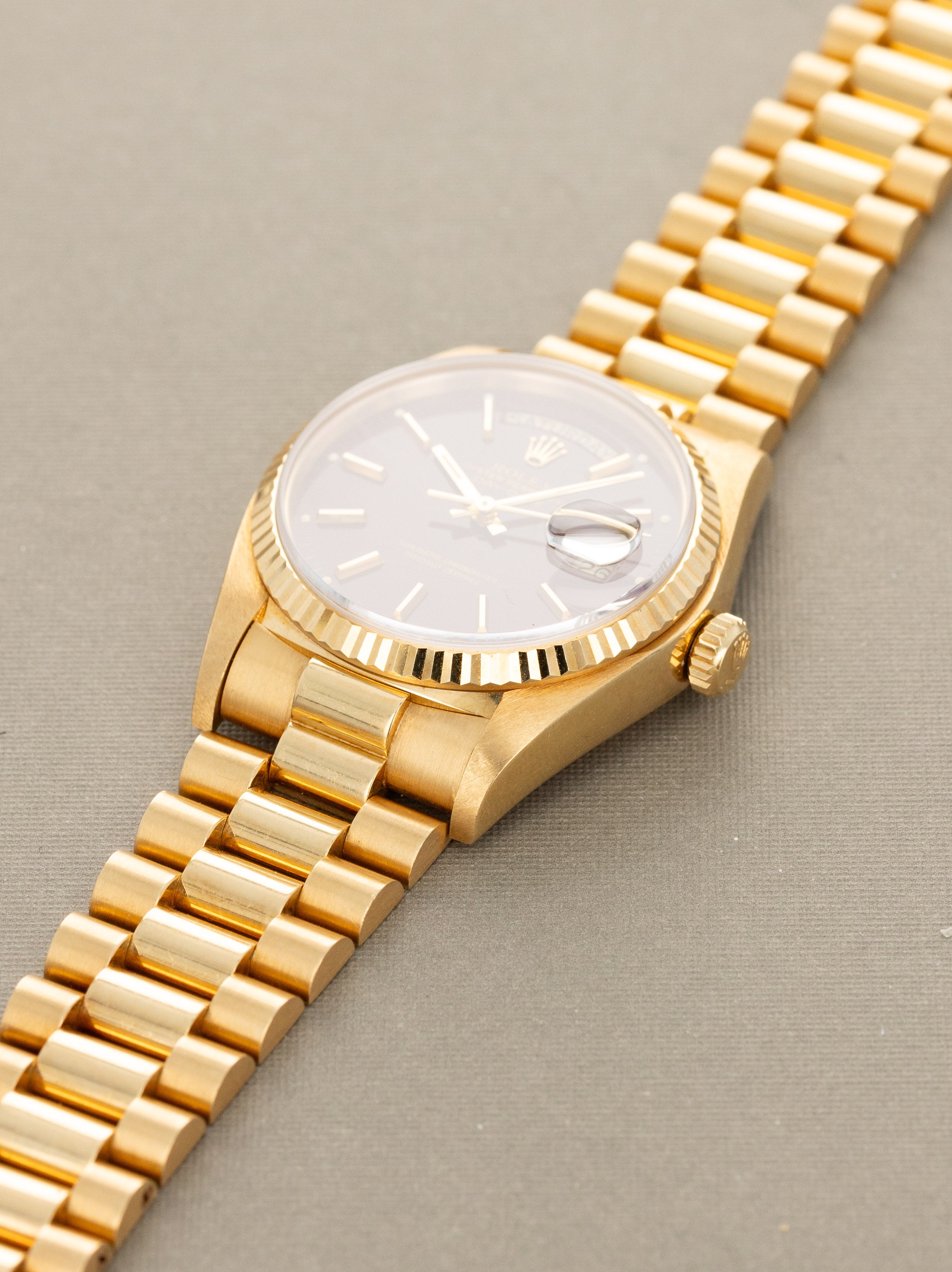Rolex Day-Date Ref. 18038 - Oxblood 'Stella' Dial Retailed by Van Cleef & Arpels Unpolished