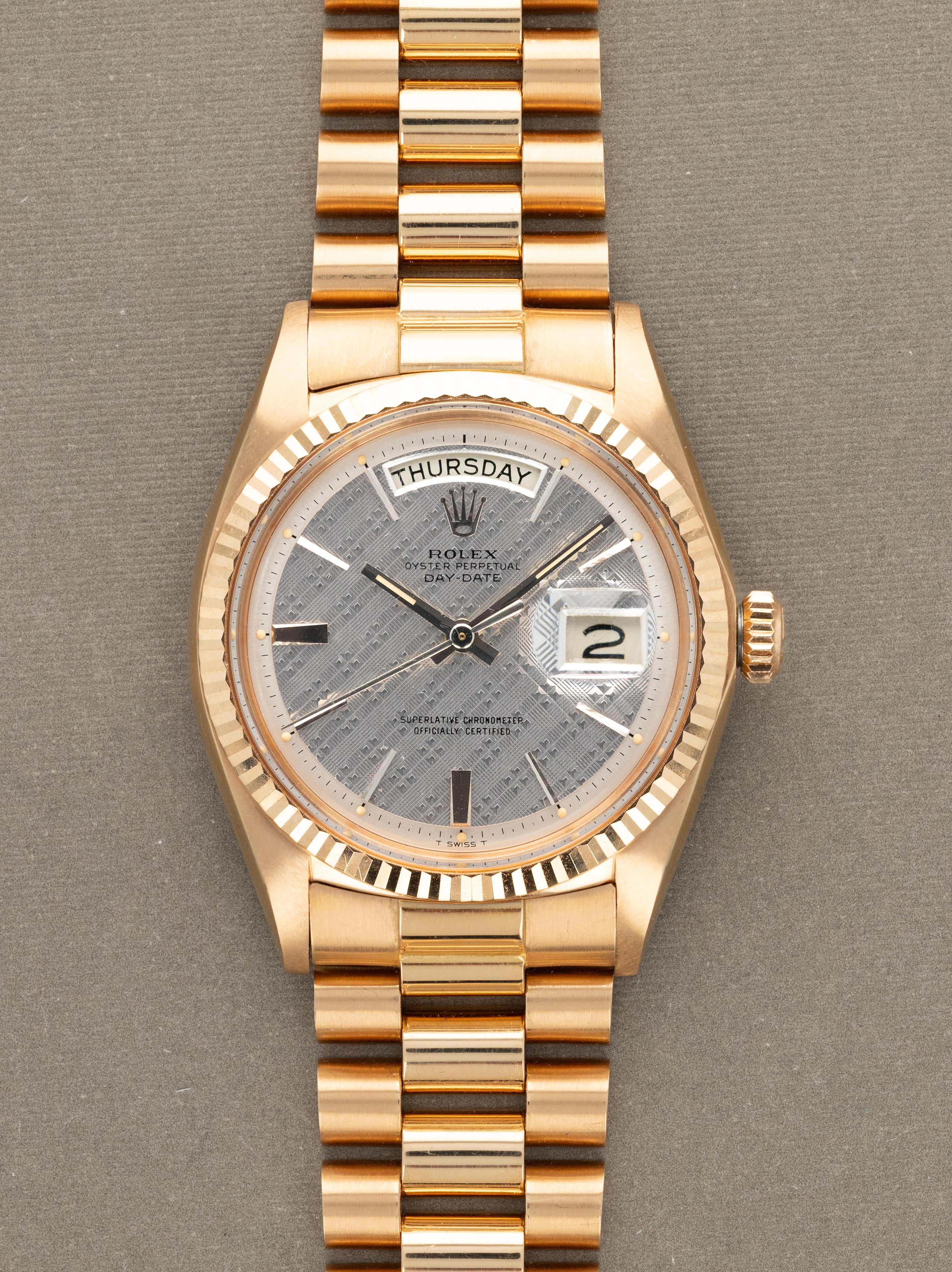 Rolex Day-Date Ref. 1803 - Rose Gold w/ Silver 'Guilloche' Dial Unpolished