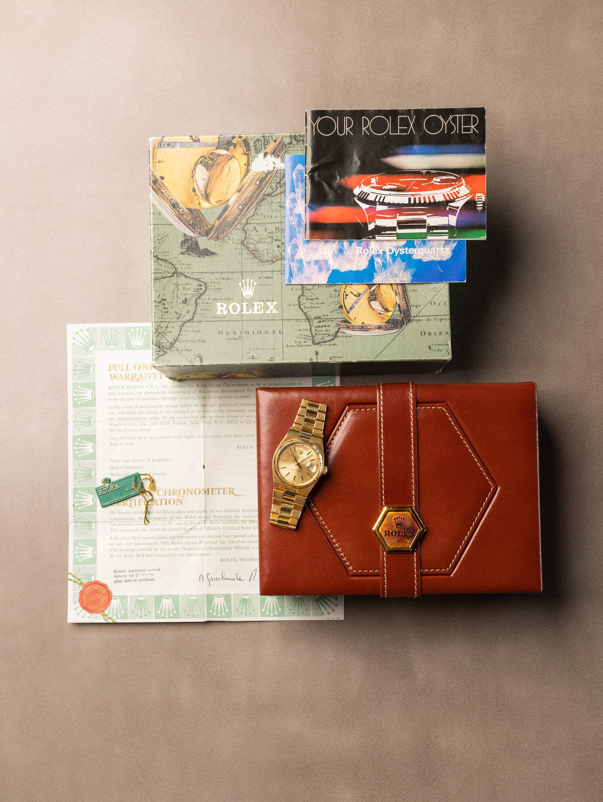 Rolex Oysterquartz Day-Date Ref. 19018 - Sunburst Champagne Dial W/ Box & Papers