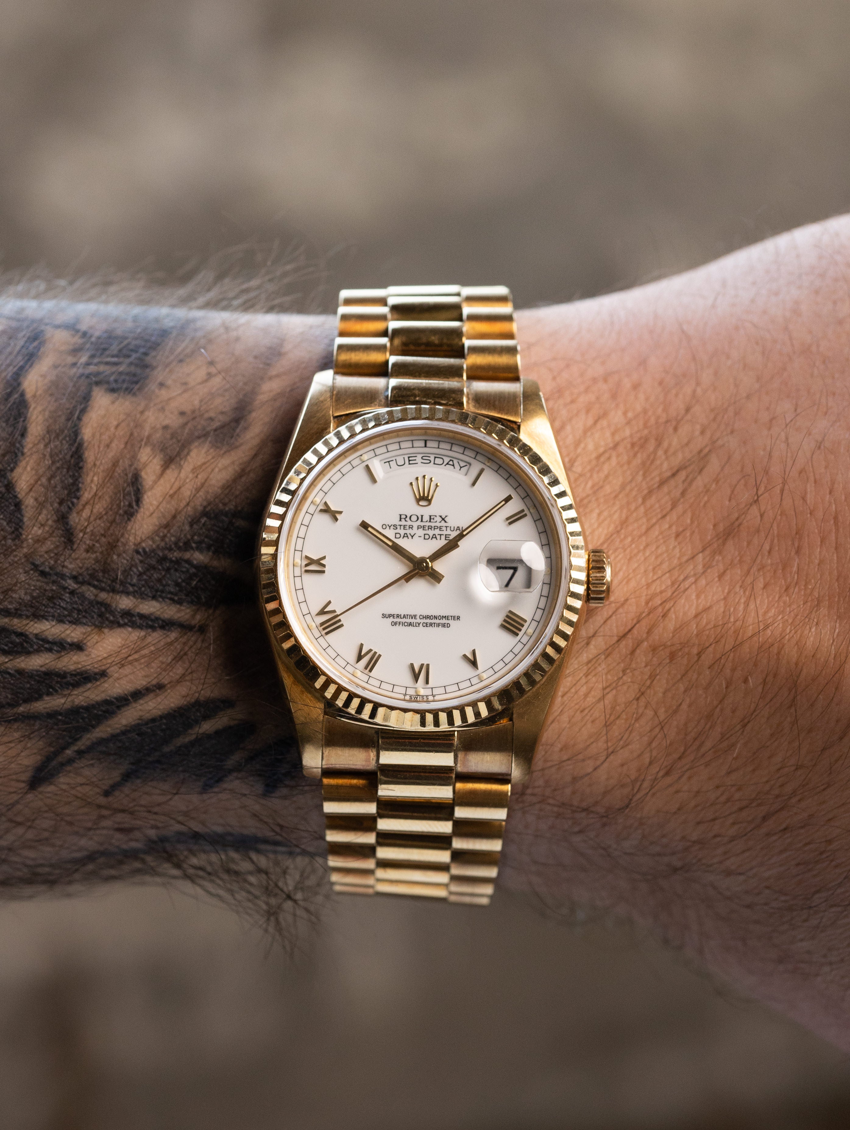 Rolex Day-Date Ref. 18238 - White 'Roman' Dial Unpolished