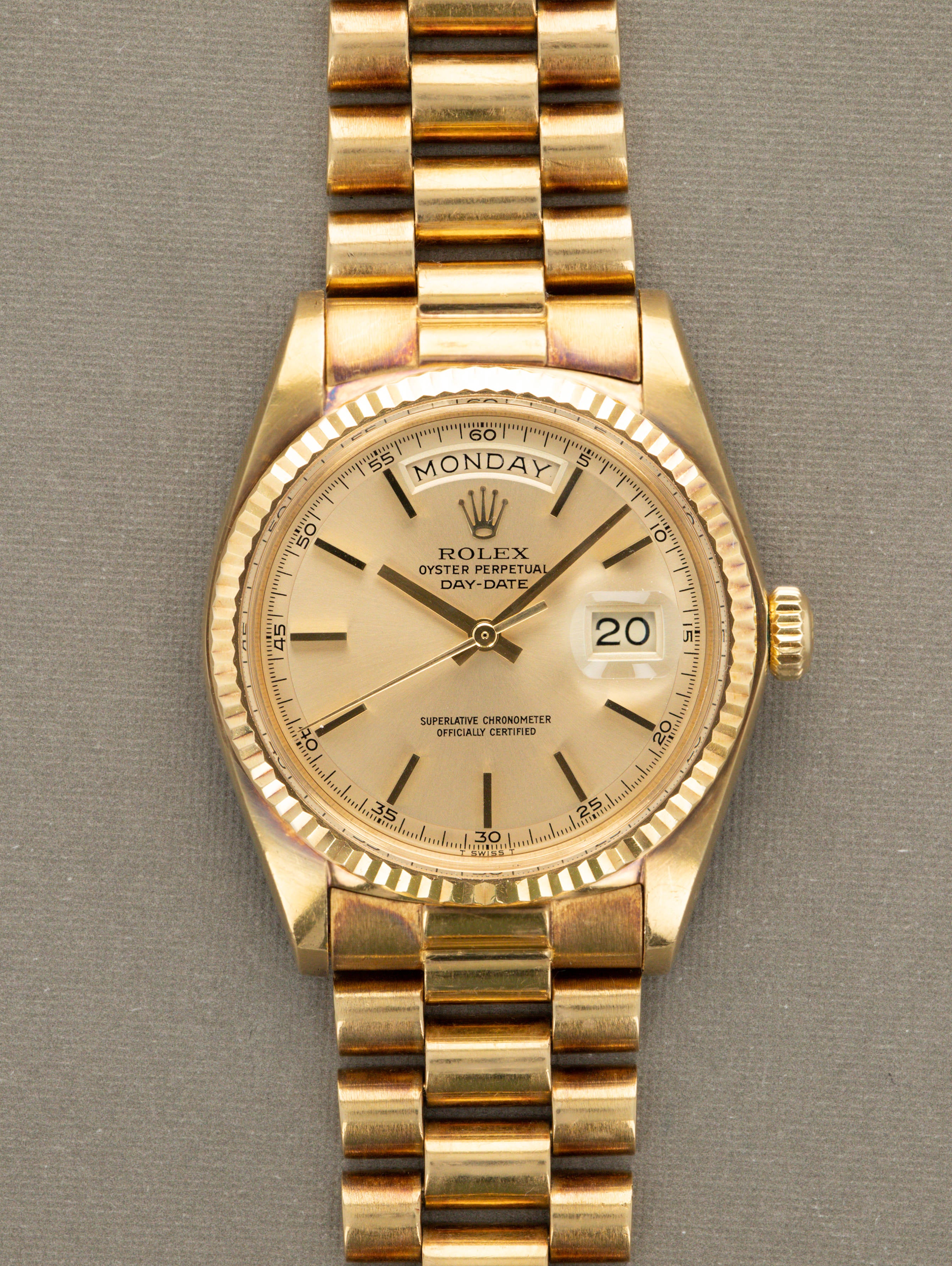 Rolex Day-Date Ref. 1803 - Non-Luminous Sunburst Champagne Dial w/ Box Papers Unpolished
