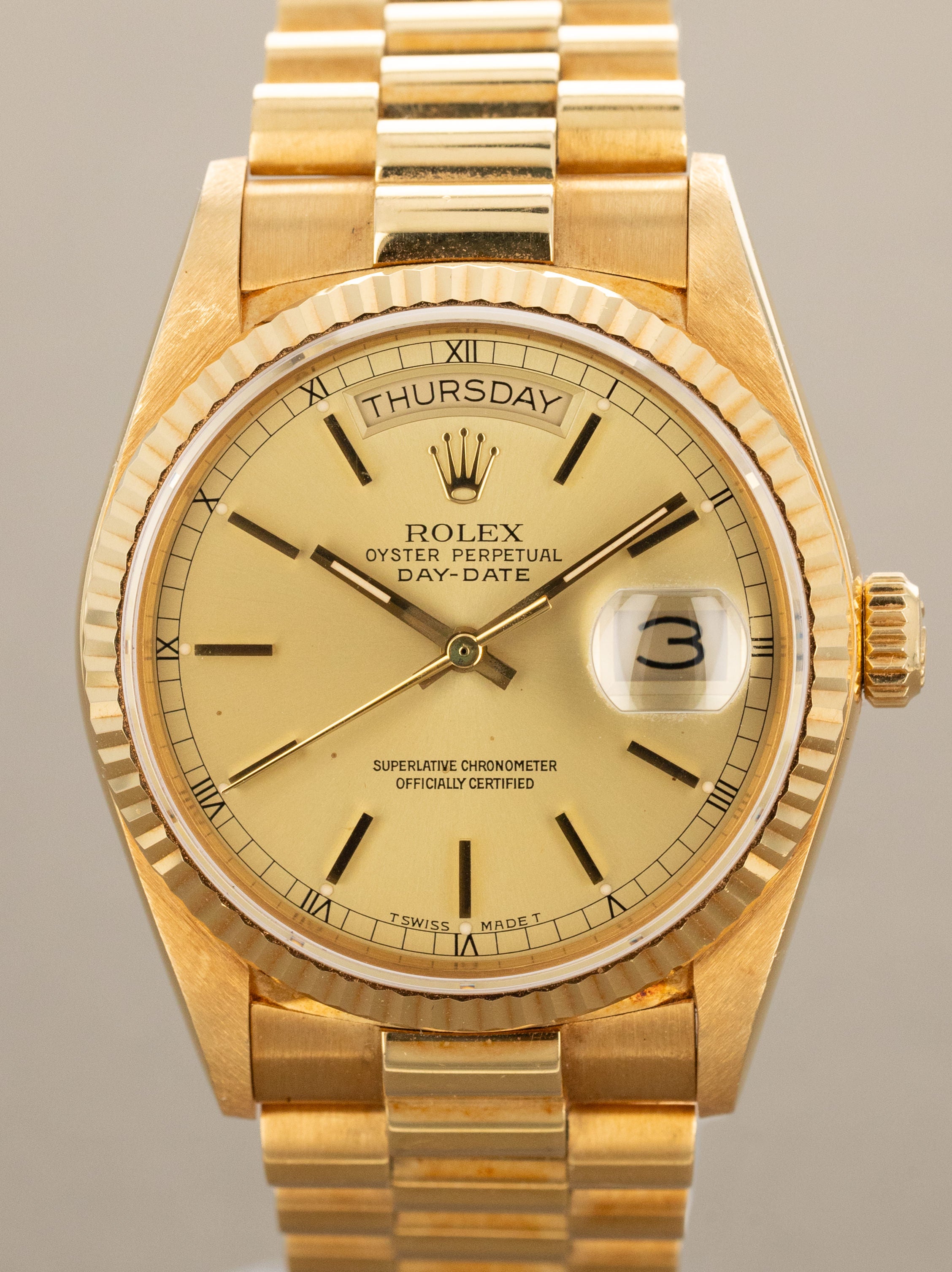 Rolex Day-Date Ref. 18038 - Sunburst Champagne Dial 'Texas Timex' W/ Box & Papers
