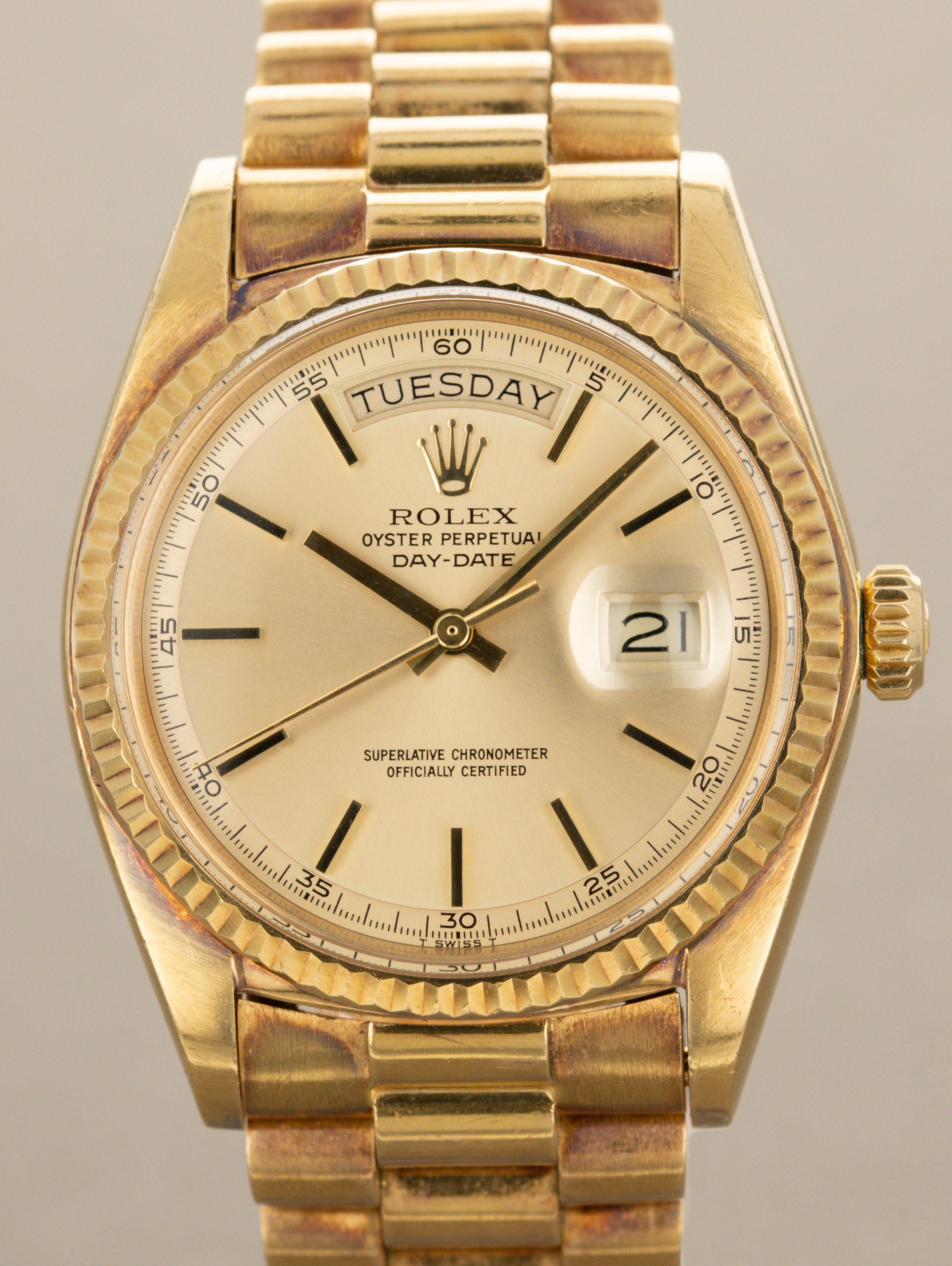 Rolex Day-Date Ref. 1803 - Non-Luminous Sunburst Champagne Dial w/ Box Papers Unpolished