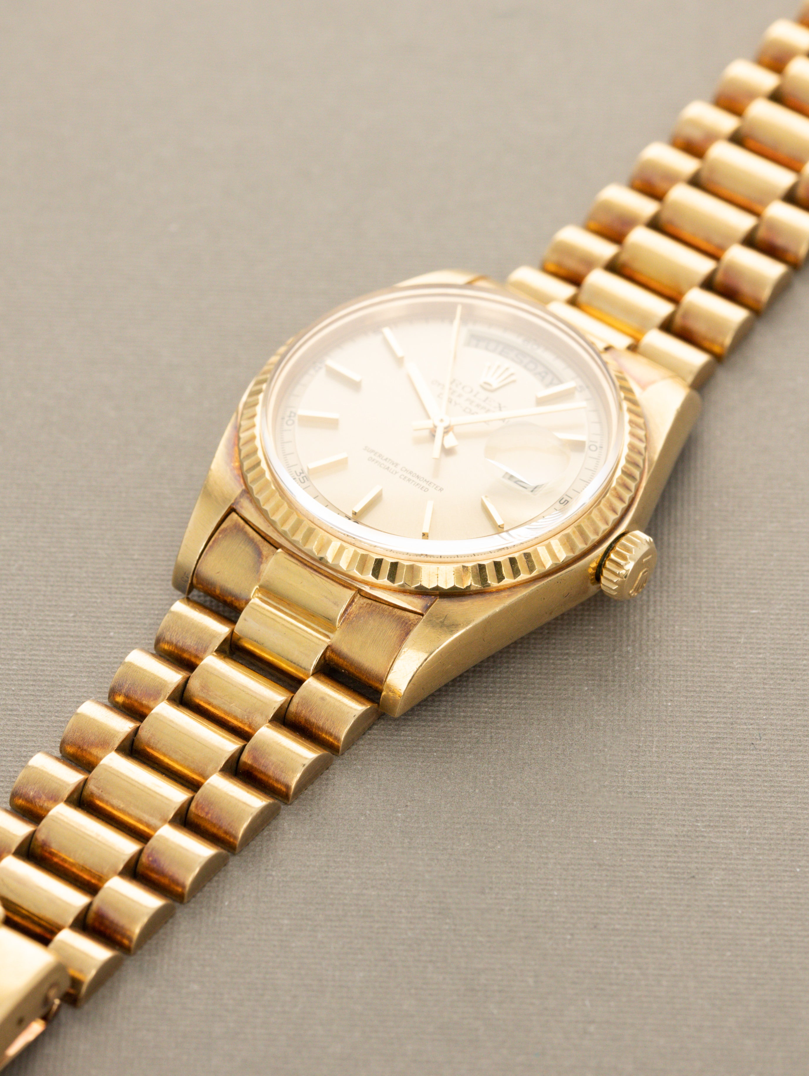 Rolex Day-Date Ref. 1803 - Non-Luminous Sunburst Champagne Dial w/ Box Papers Unpolished