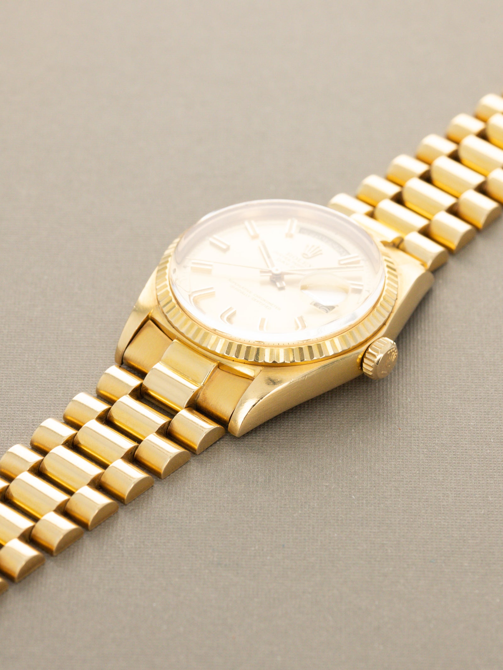Rolex Day-Date Ref. 1803 - Sunburst Champagne 'Wide Boy-Sigma' Dial Unpolished W/ Box & Papers