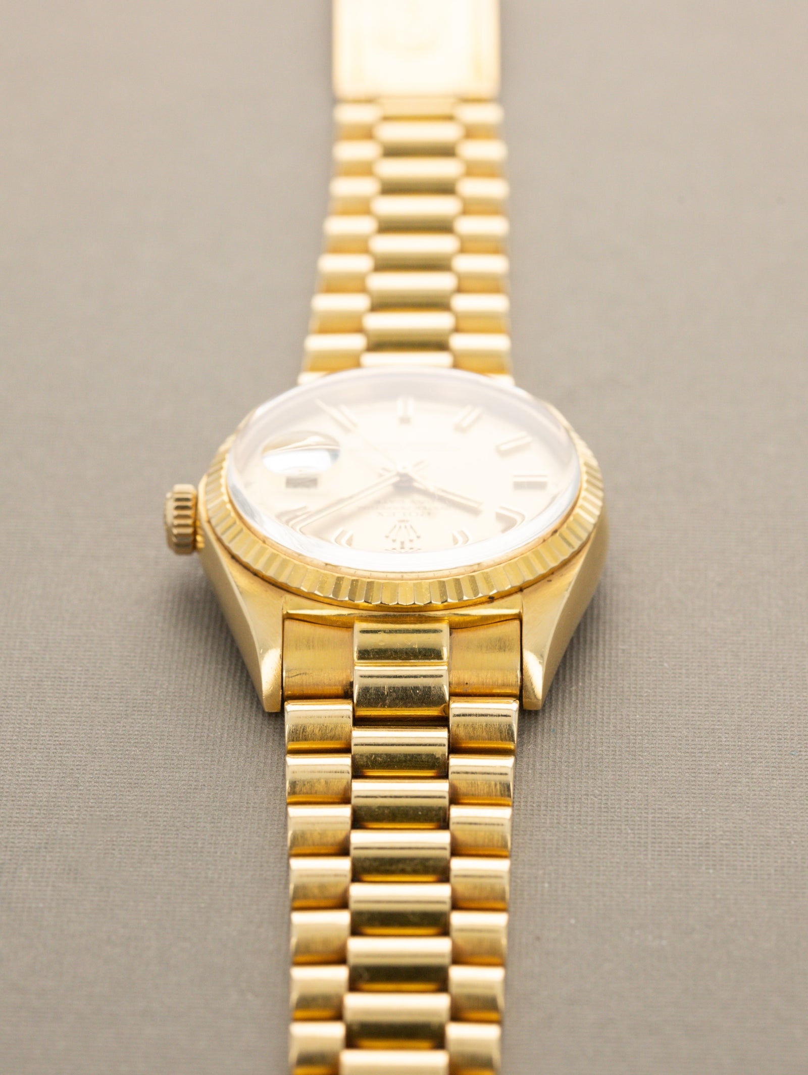 Rolex Day-Date Ref. 1803 - Sunburst Champagne 'Wide Boy-Sigma' Dial Unpolished W/ Box & Papers