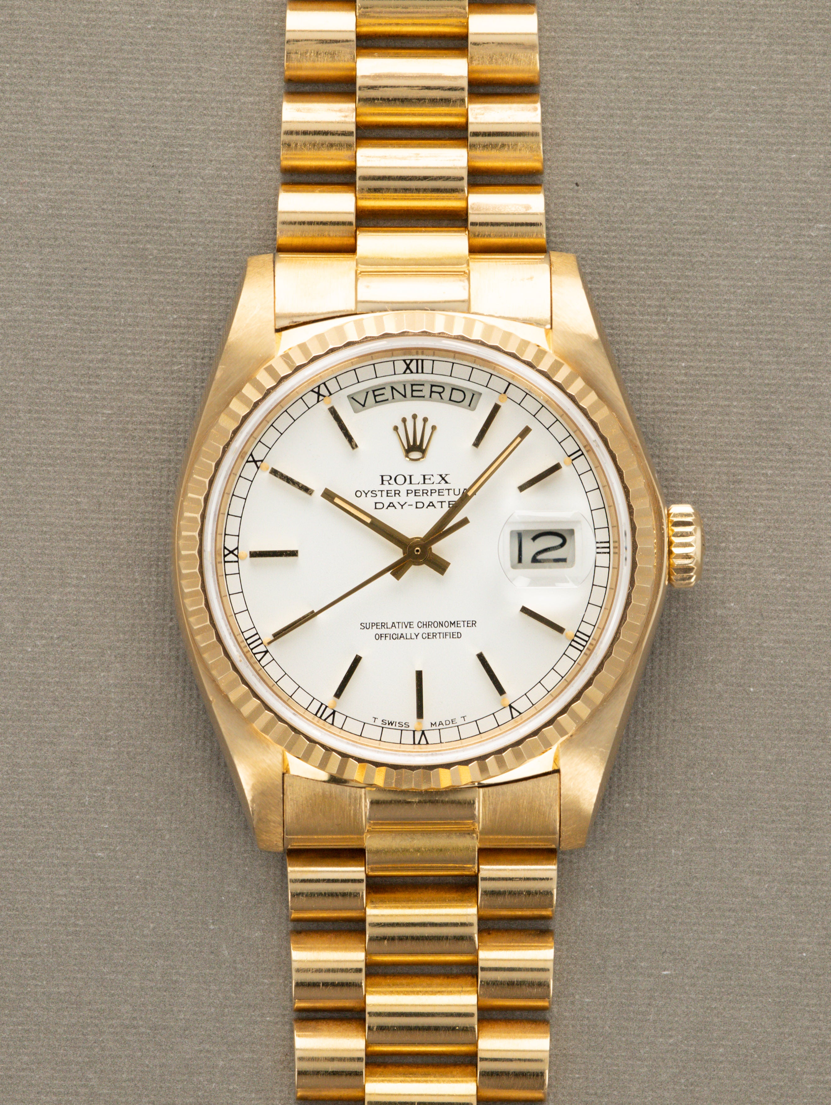 Rolex Day-Date Ref. 18038 - Matte White Dial Unpolished