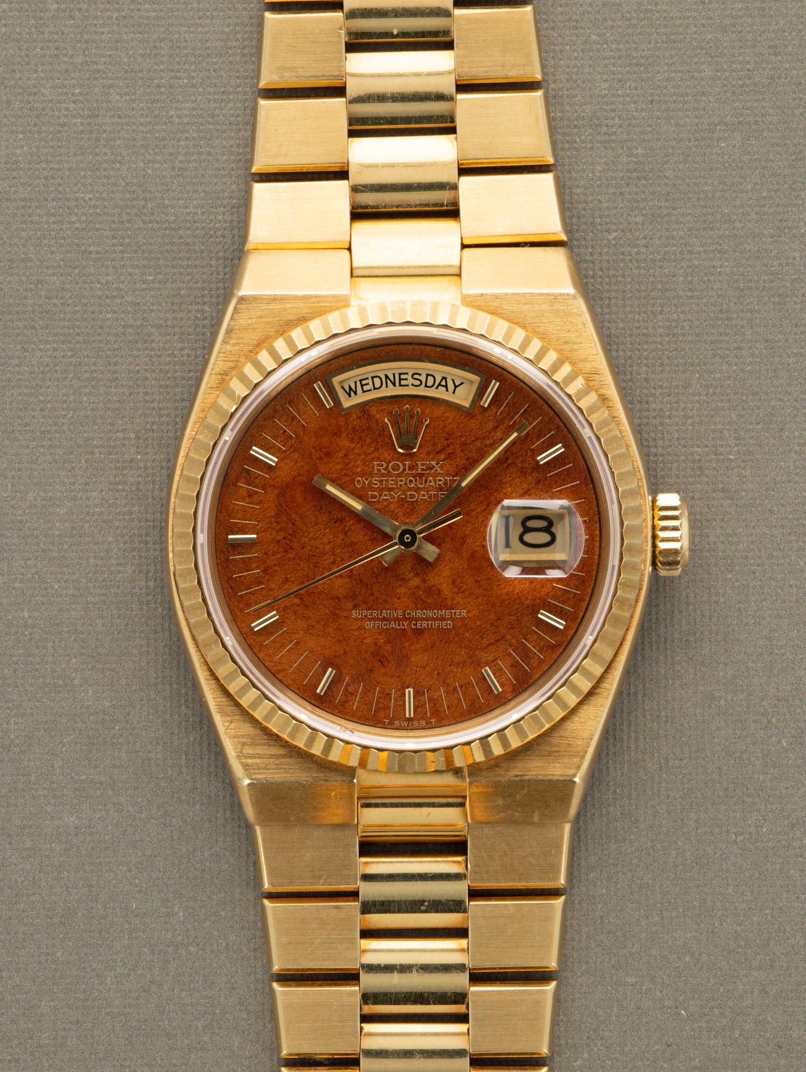 Rolex Oysterquartz Day-Date Ref. 19018 - 'Burlwood' Dial Unpolished