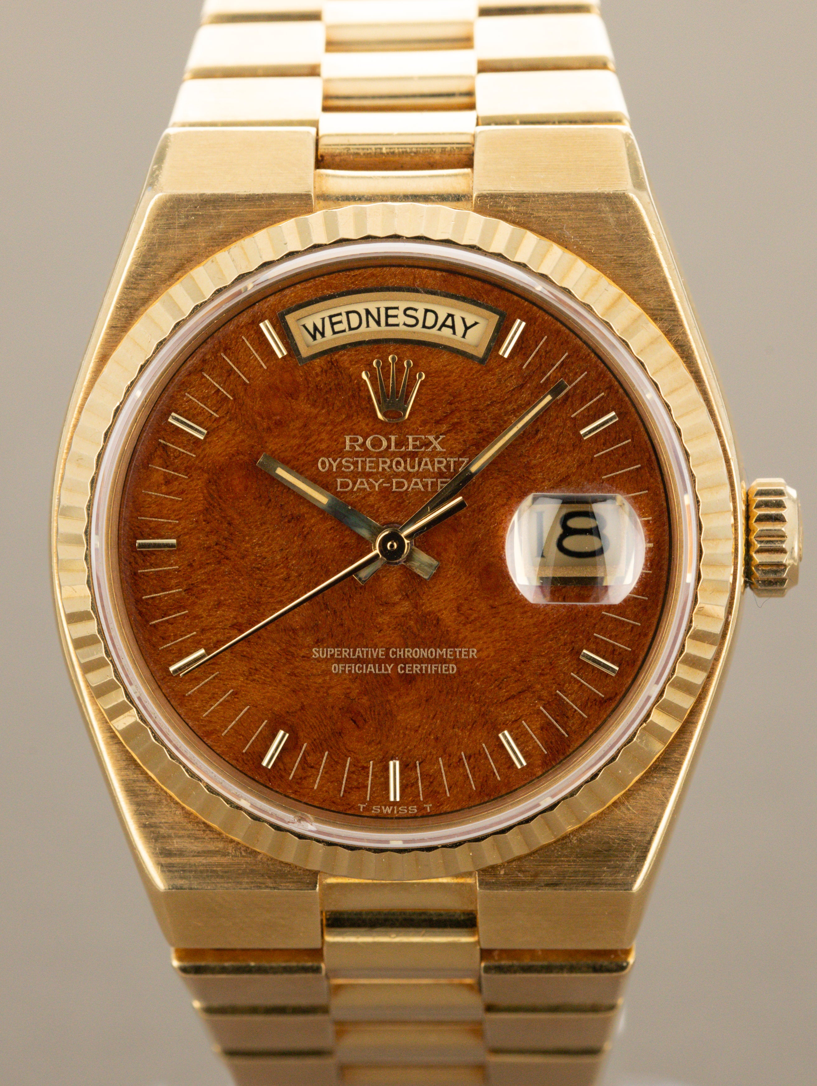 Rolex Oysterquartz Day-Date Ref. 19018 - 'Burlwood' Dial Unpolished
