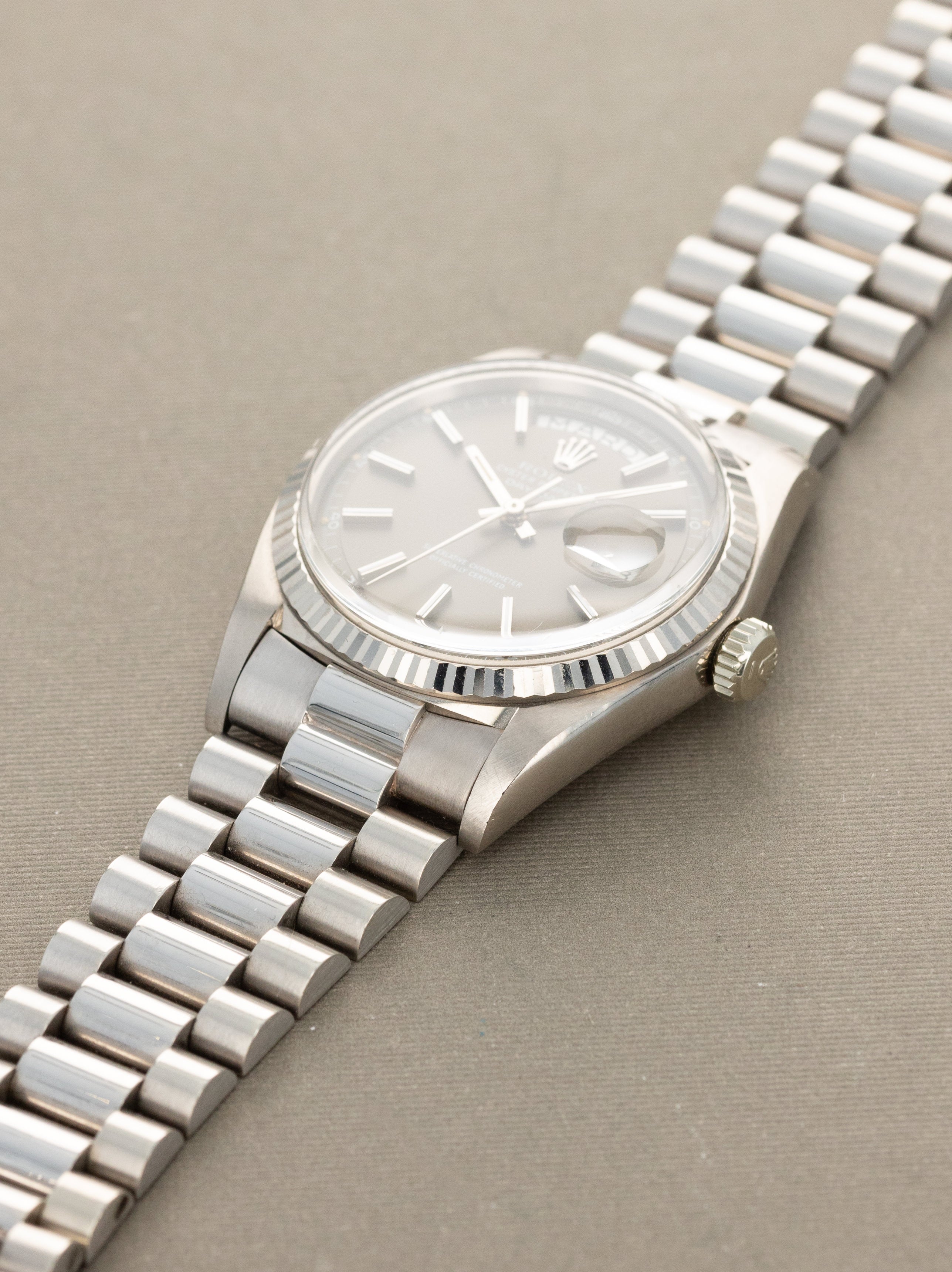 Rolex Day-Date Ref. 1803/9 - Satin Grey Dial Unpolished W/ Box & Papers