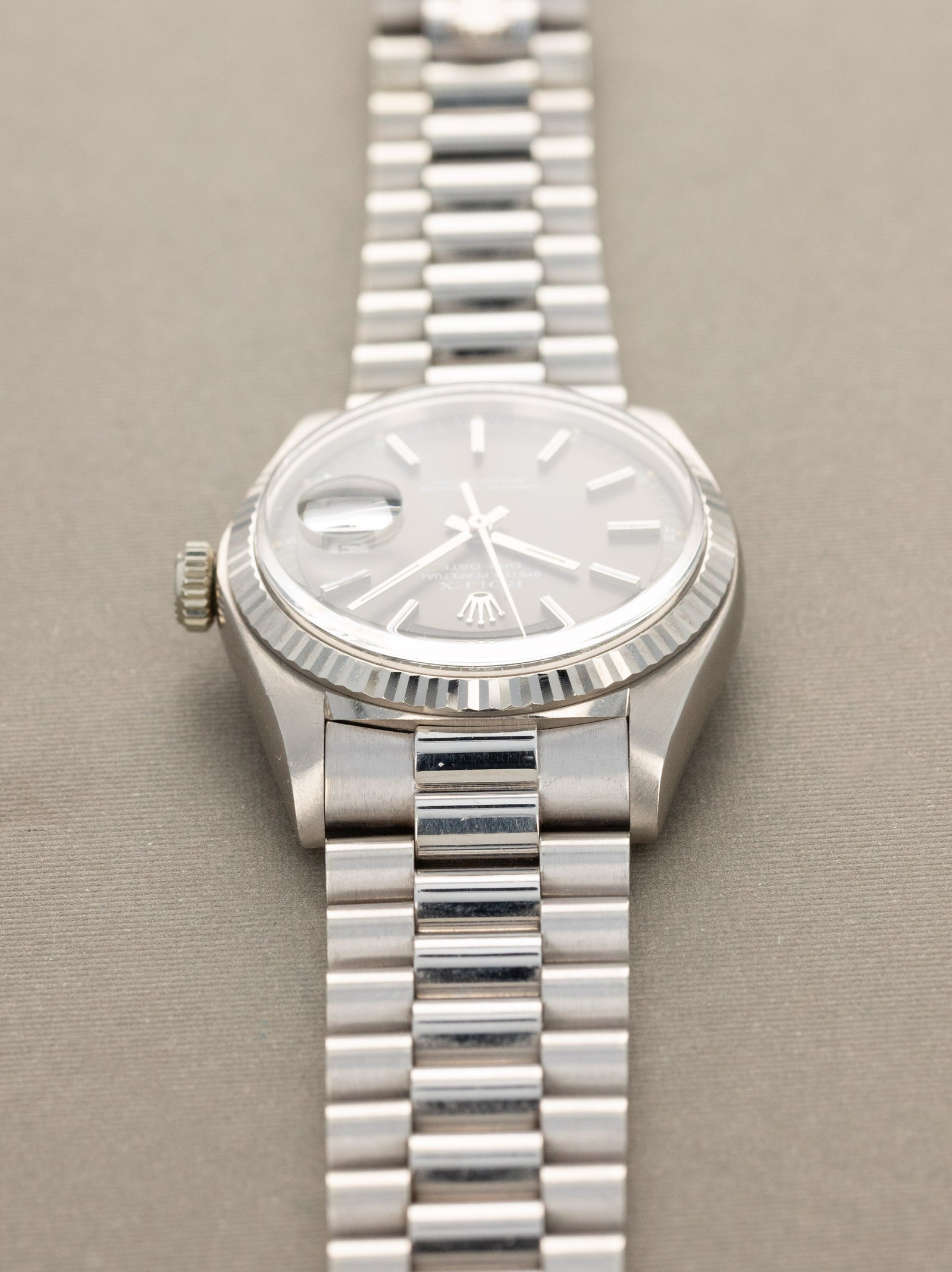 Rolex Day-Date Ref. 1803/9 - Satin Grey Dial Unpolished W/ Box & Papers