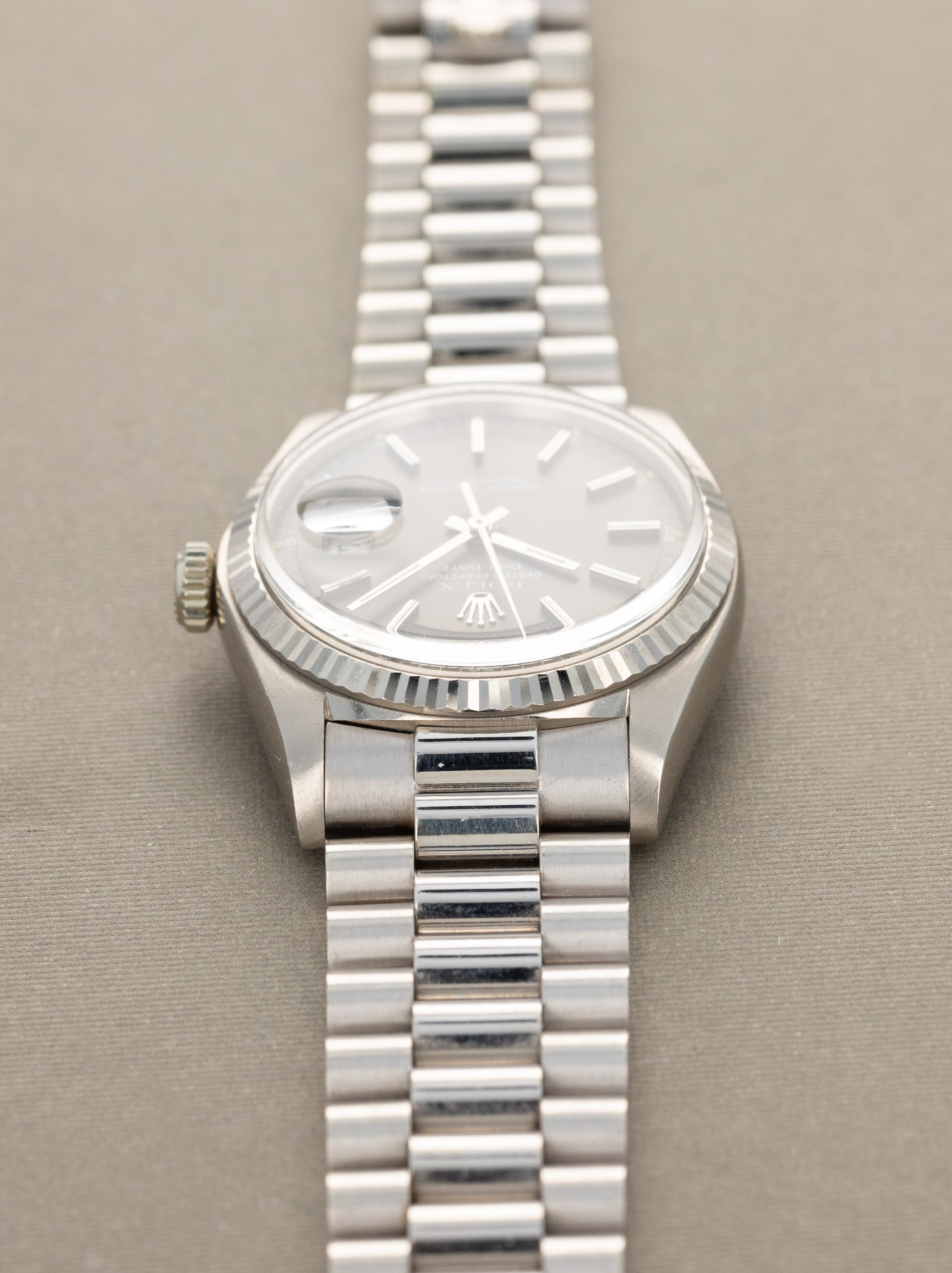 Rolex Day-Date Ref. 1803/9 - Satin Grey Dial Unpolished W/ Box & Papers